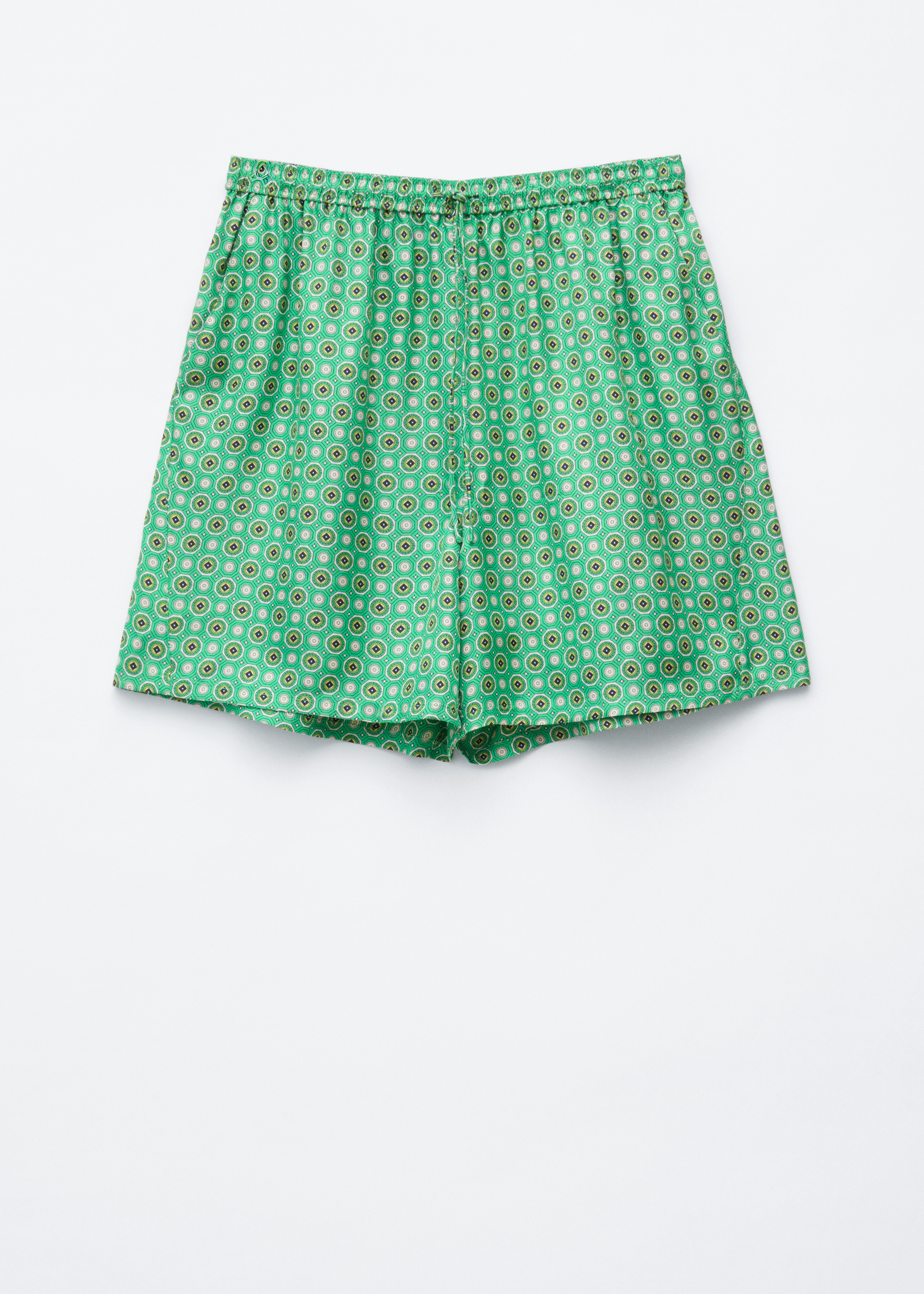 Shorts in seta con coulisse - Verde/Motivo stampato