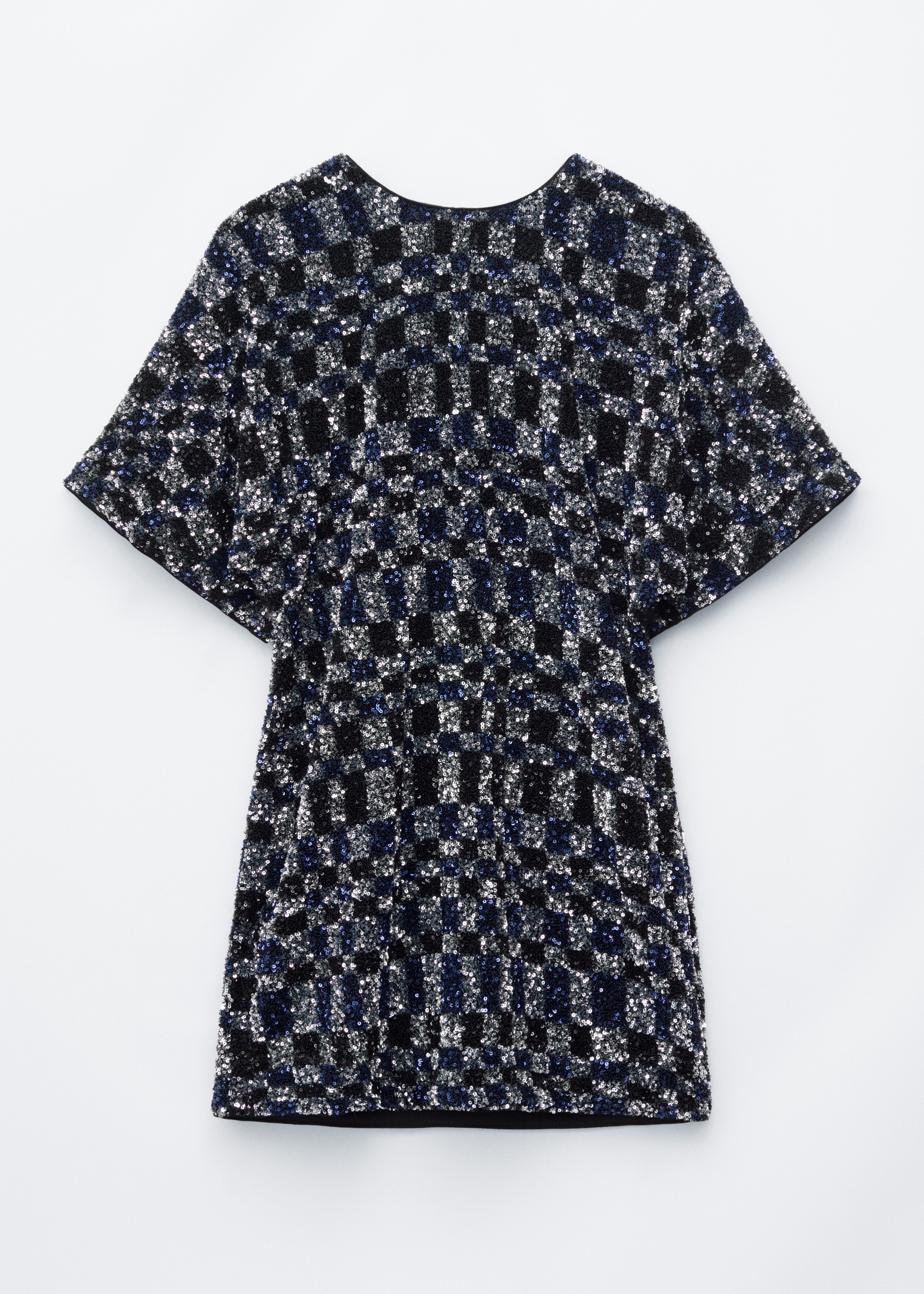 Vestido curto de lantejoulas - Azul-escuro/Prata