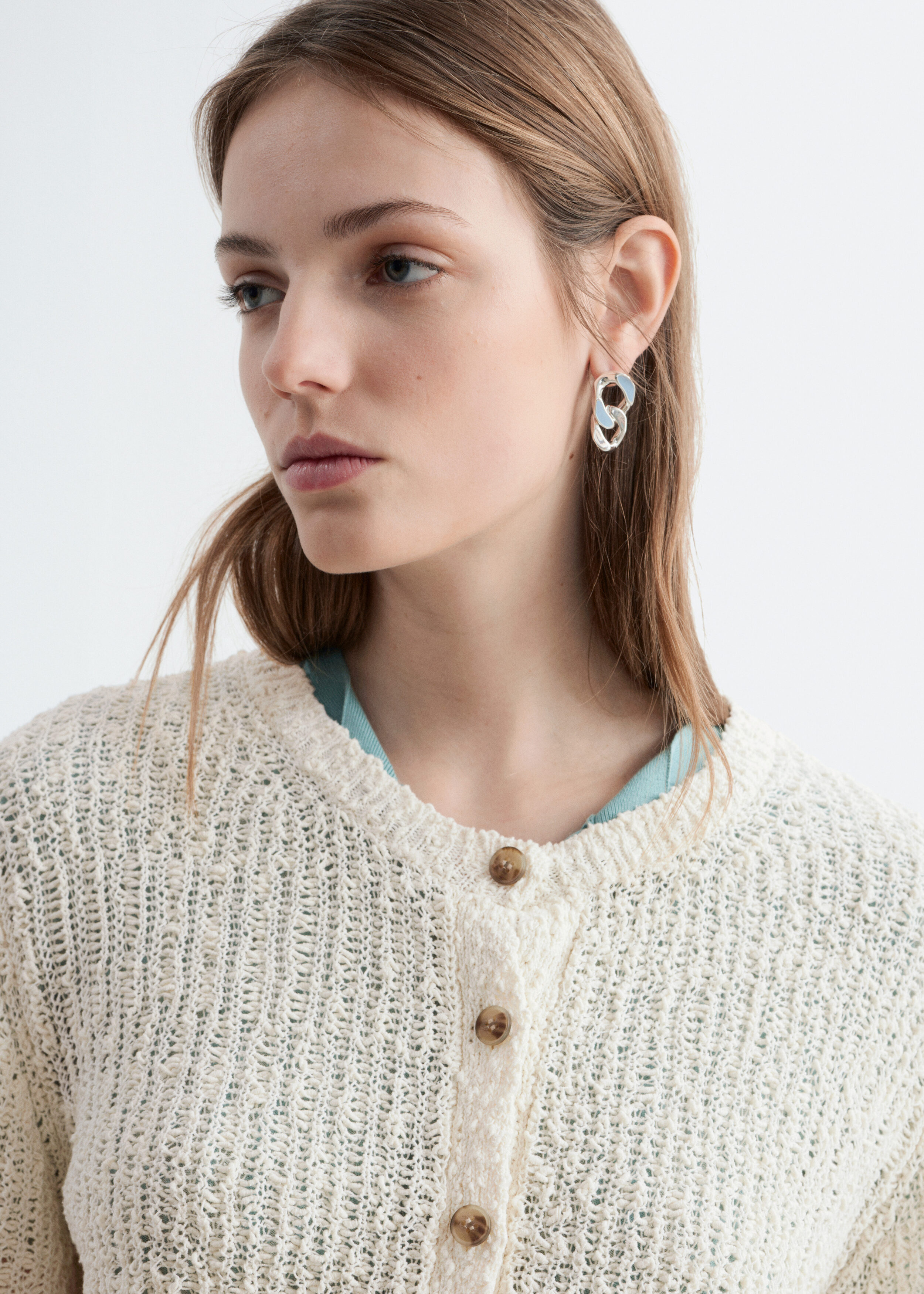Balloon-Sleeve Jacquard Blouse - Beige/Tartan - & Other Stories US