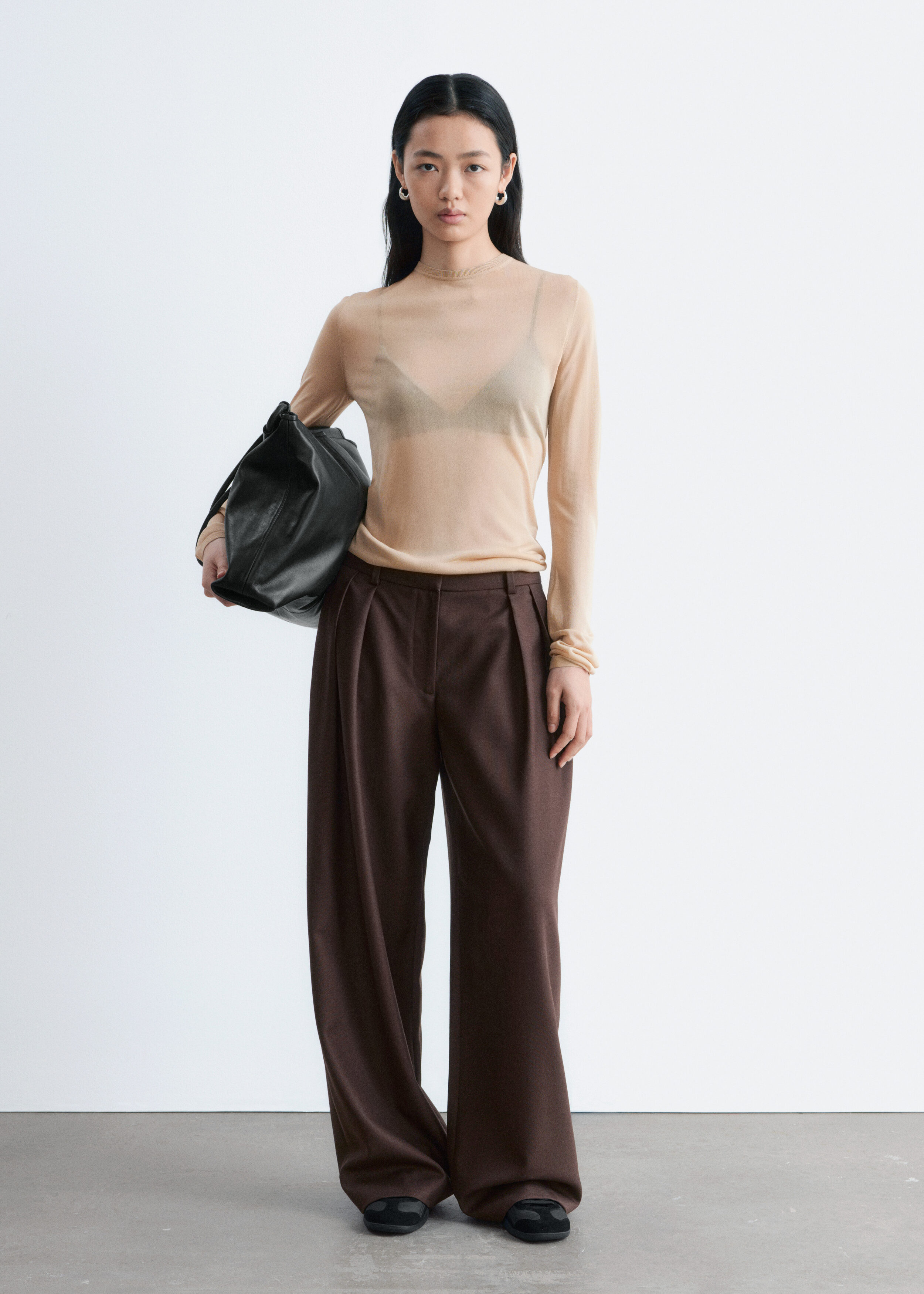 bibiy SYLPH SHEER TOP Fine-Knit Sheer Top - Beige - Long sleeve
