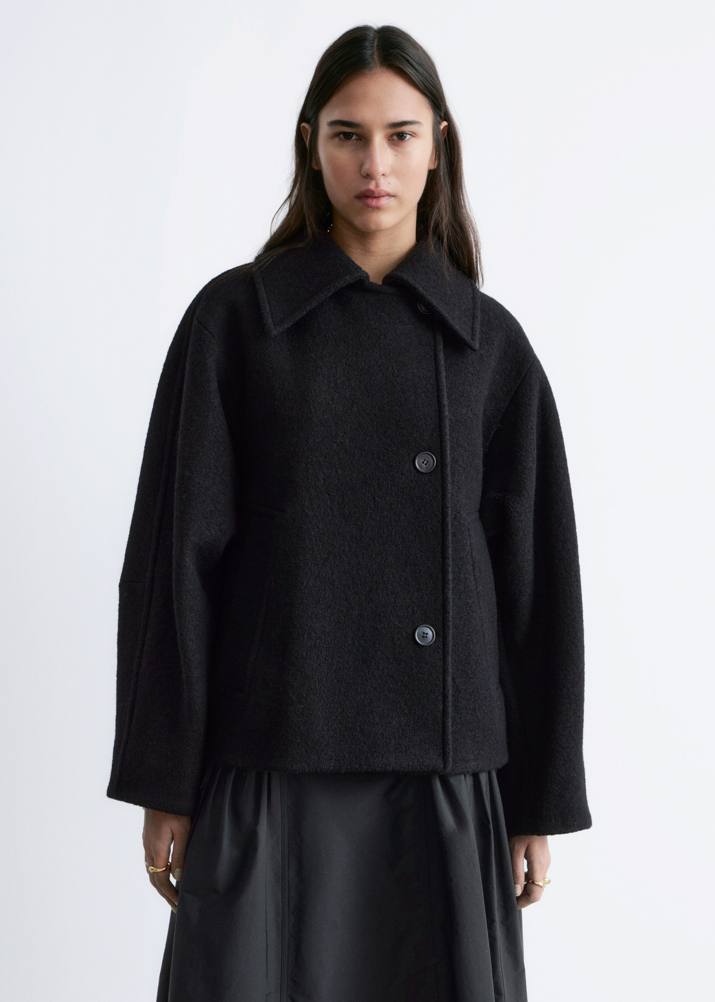 ジャケット・アウター OVERCOAT WOOL MELTON OVERSIZED JACKET Oversized Wool Jacket - Black - Jackets - & Other Stories US