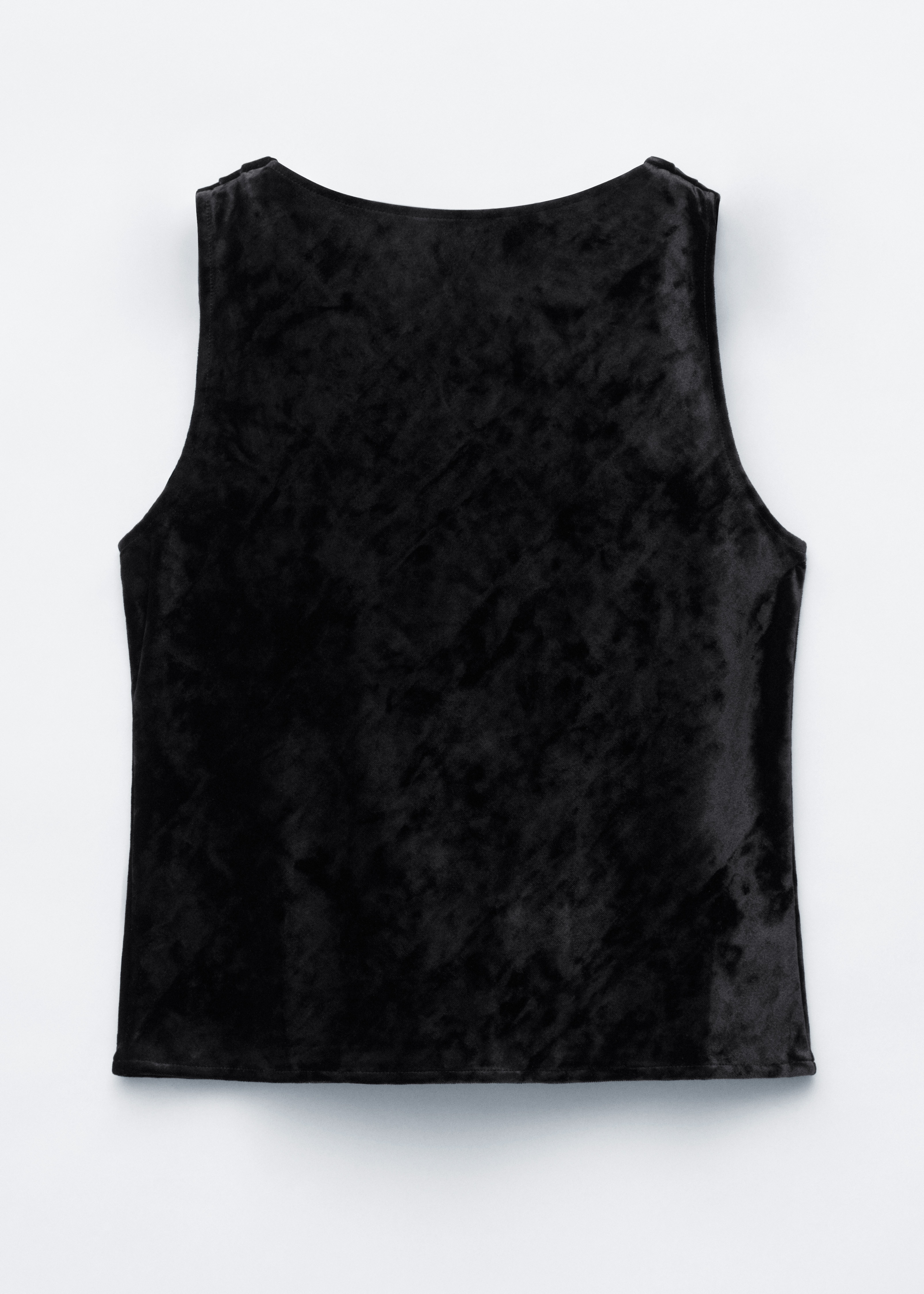 Draped Back Velvet Top - שחור