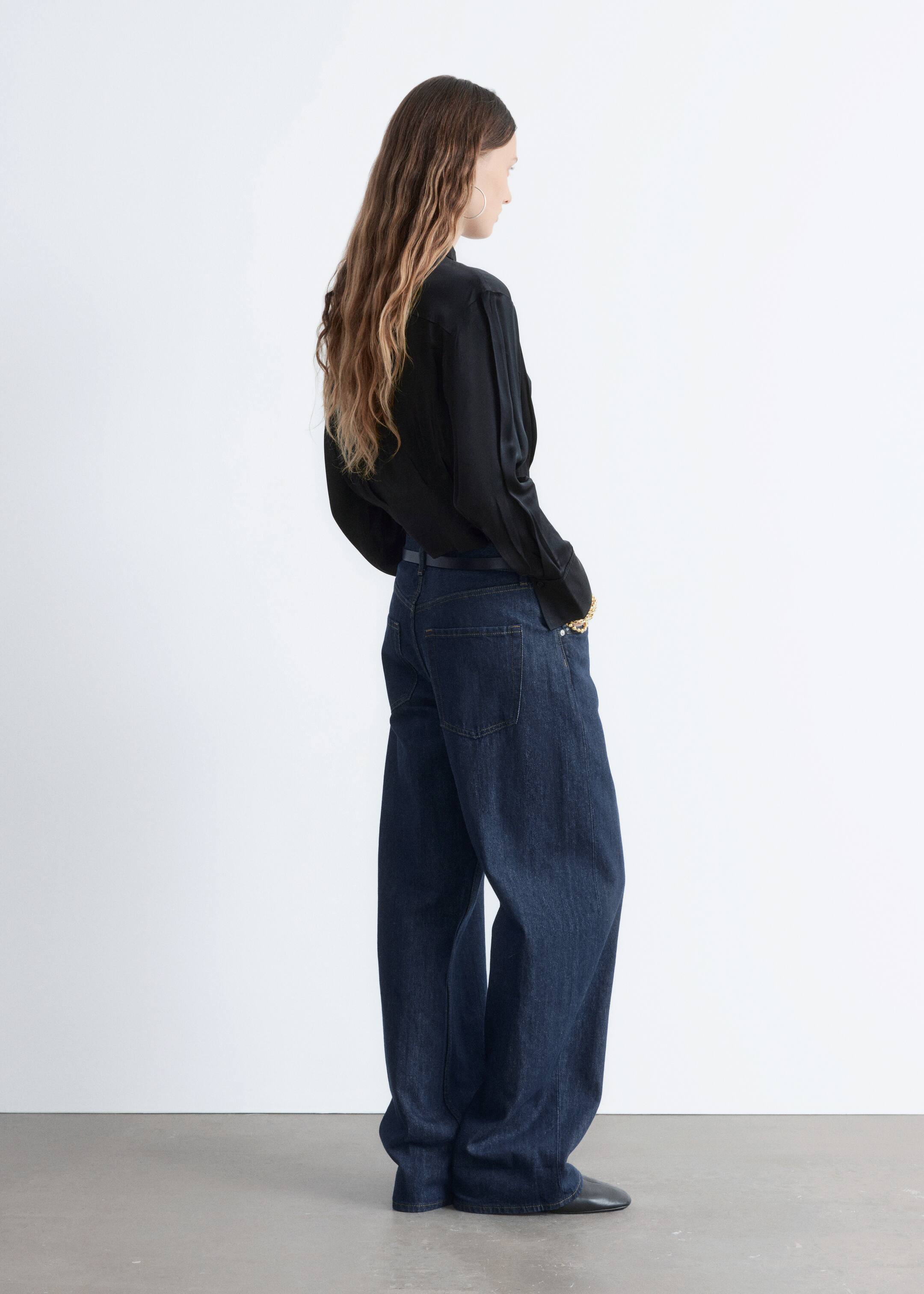 View larger image: Tapered Satin Shirt - Black | H&M GB 5