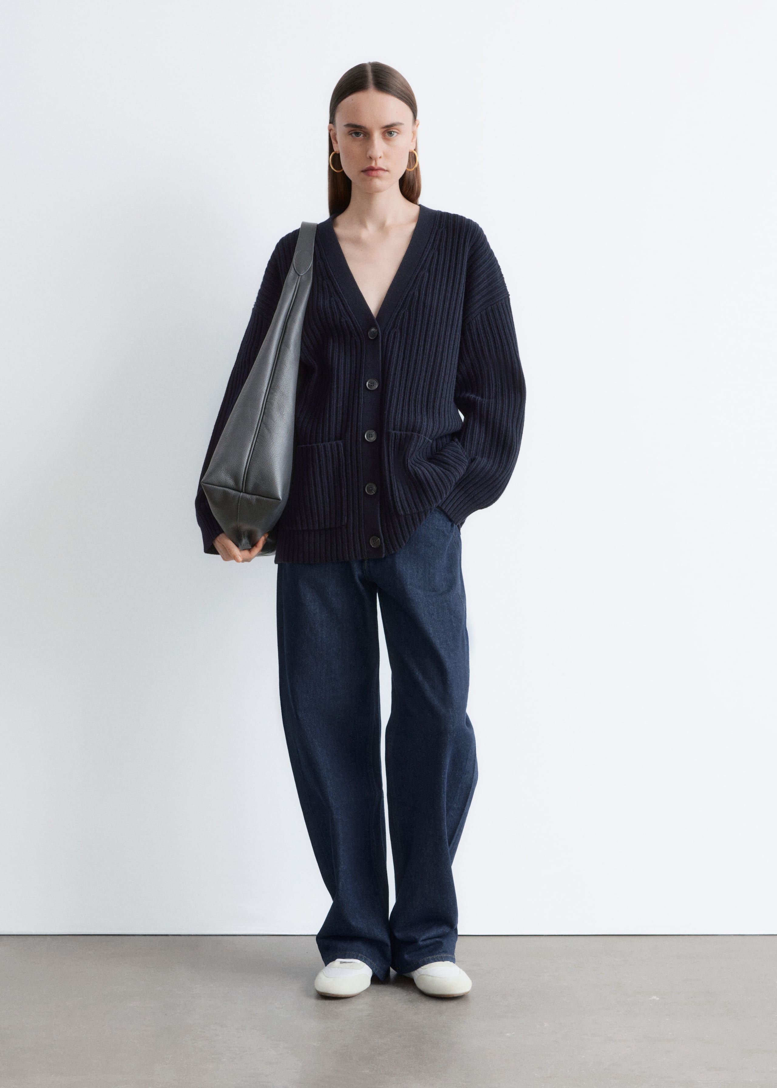 Image of Rib-Knit Cardigan