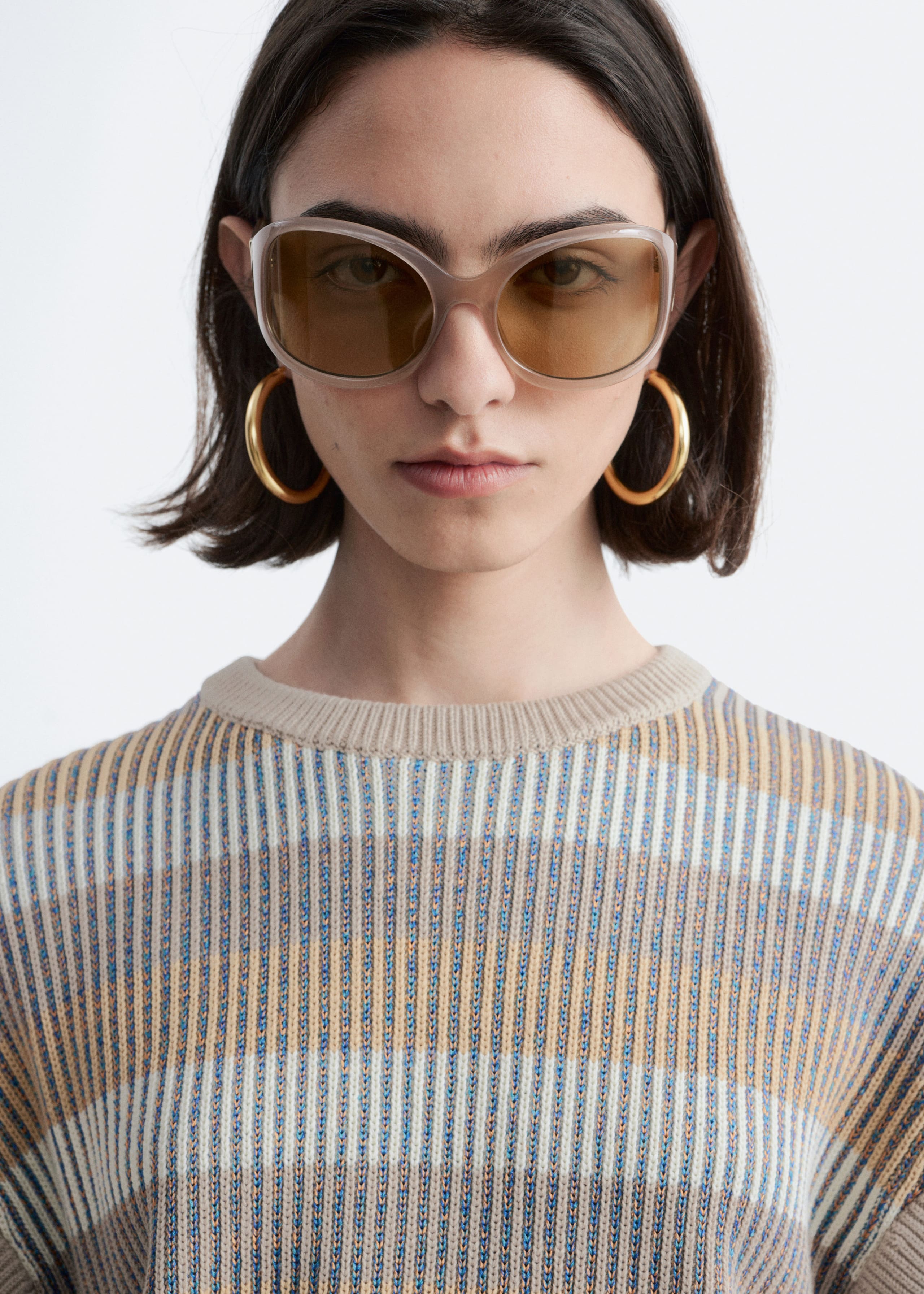 Image of Striped Panel Knit Jumper