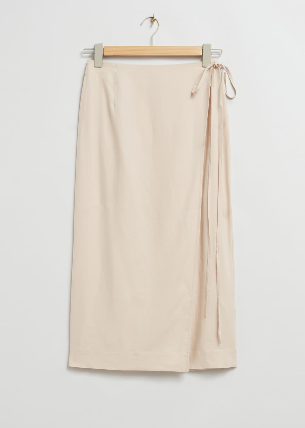 Jupe portefeuille midi à taille haute - Beige clair - Still Life