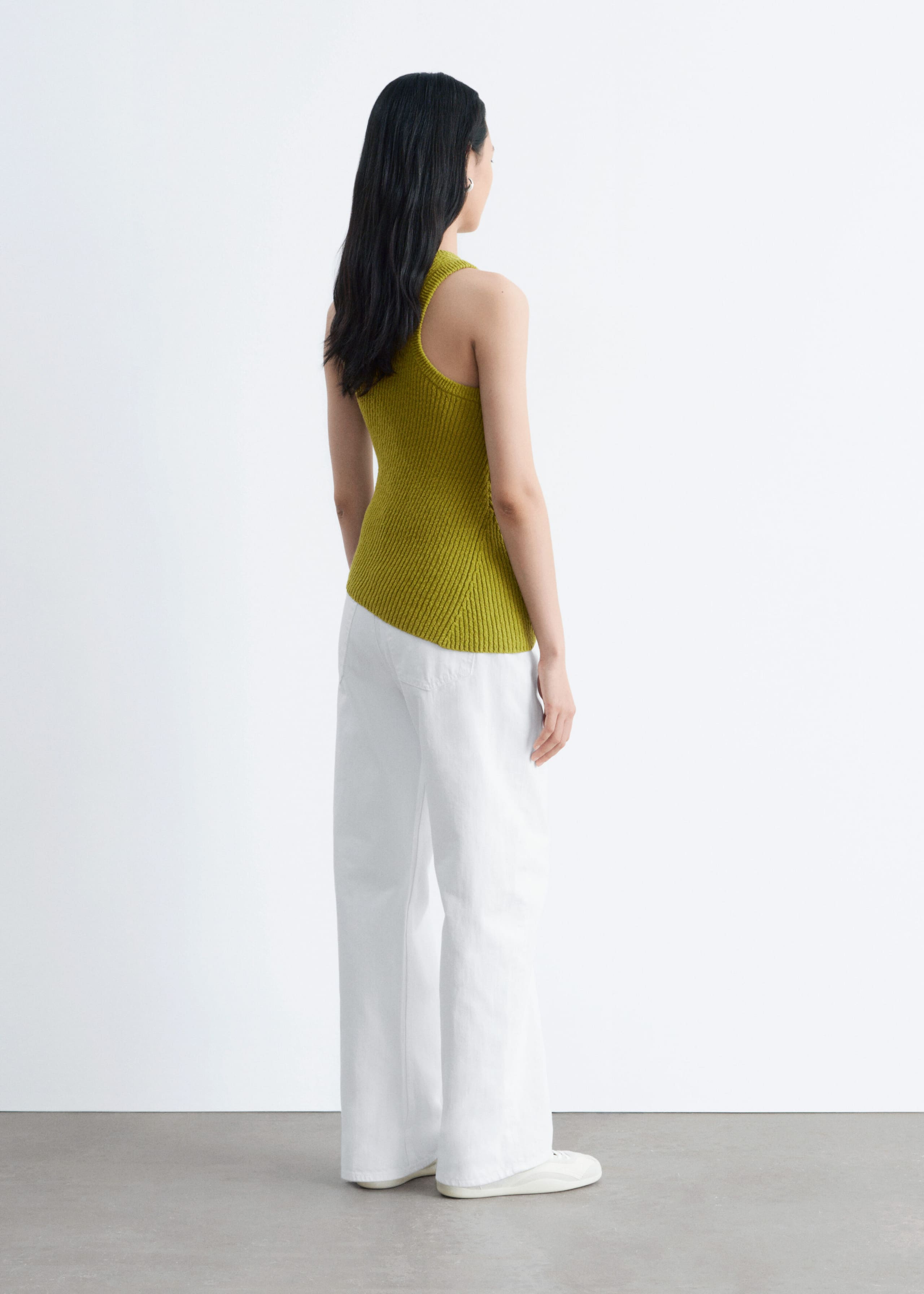 Image of Débardeur côtelé asymétrique