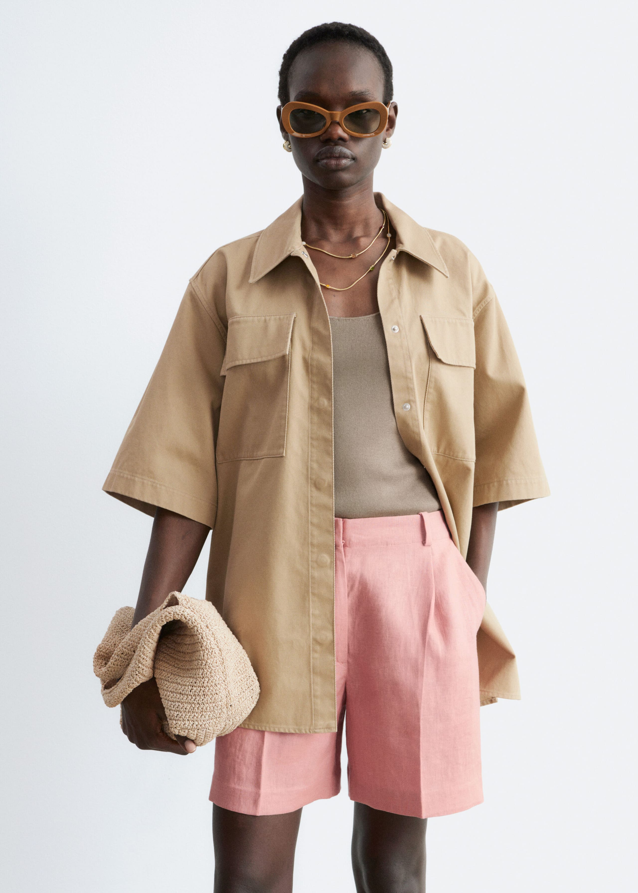 Image of Pleated Linen Shorts