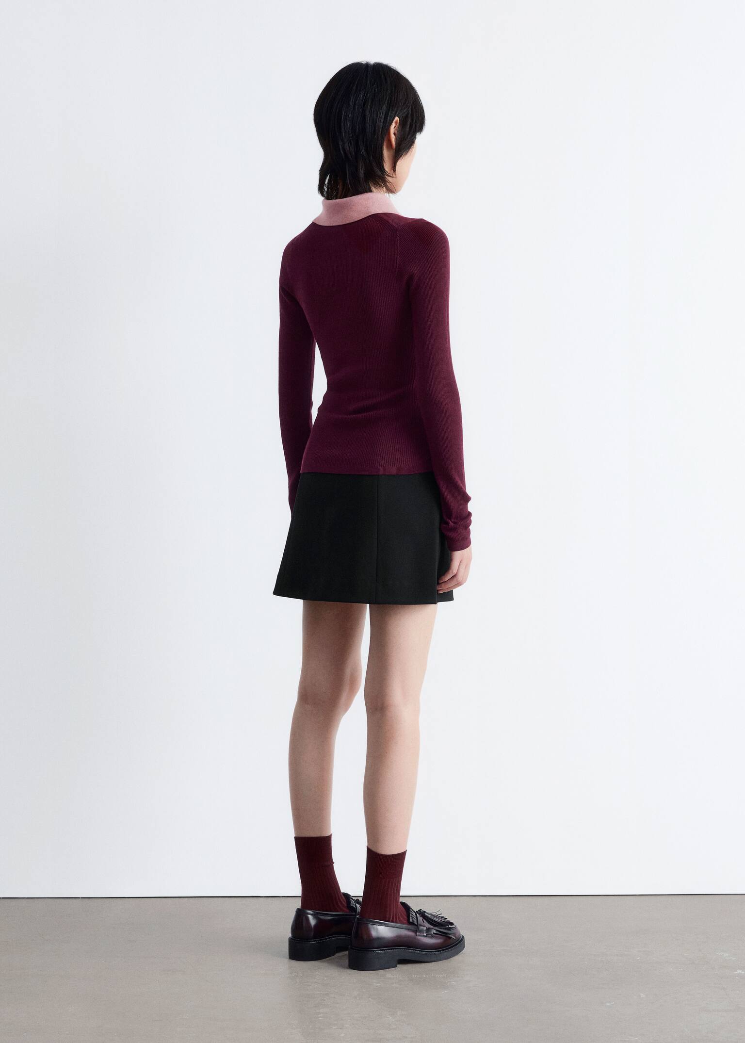 Haut avec col à ouverture goutte d’eau - Rouge foncé/Rose/Gris/Marron/Violet clair/Marron Clair - 4