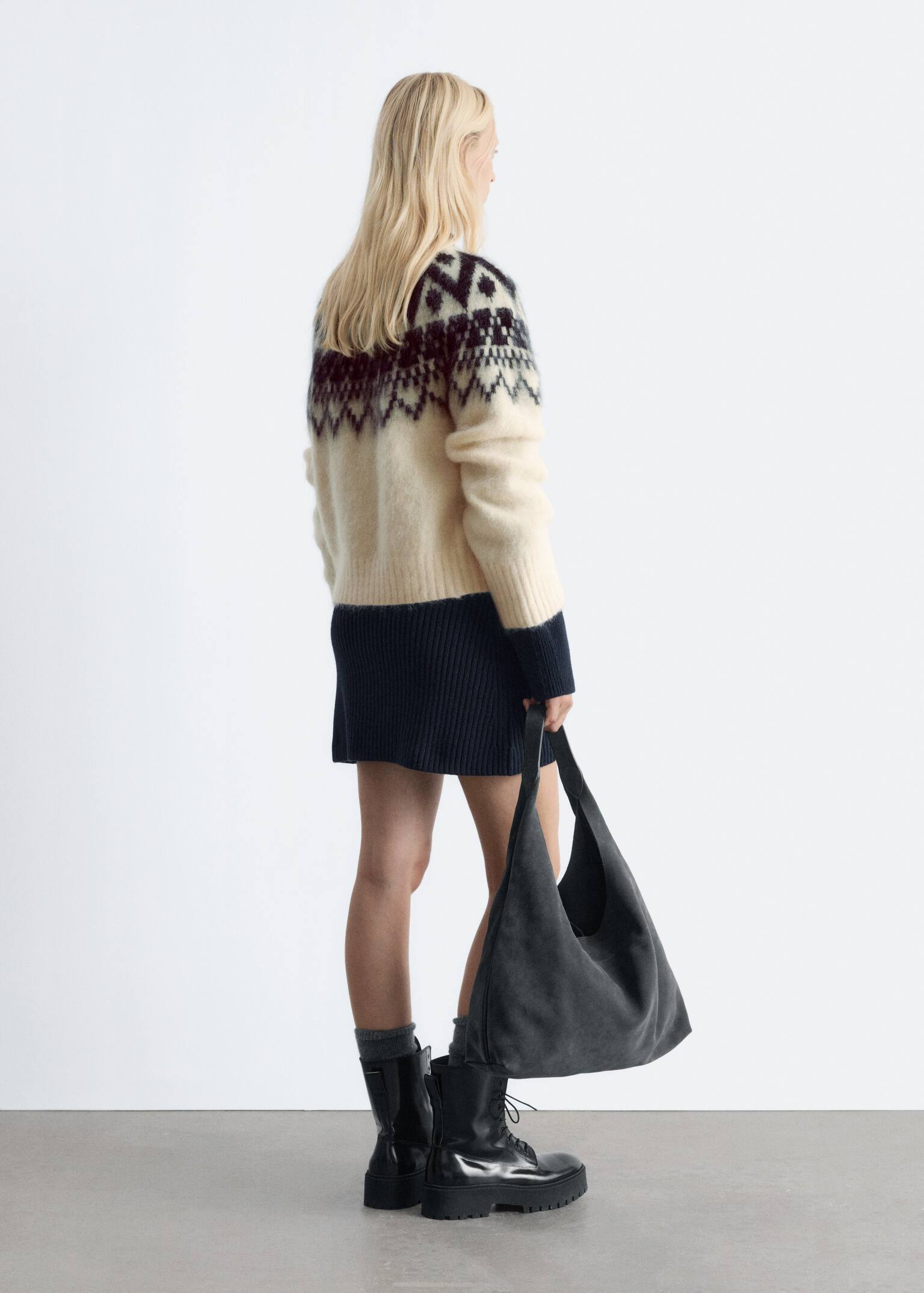 Mohair-Blend Cardigan - White/Black - 4