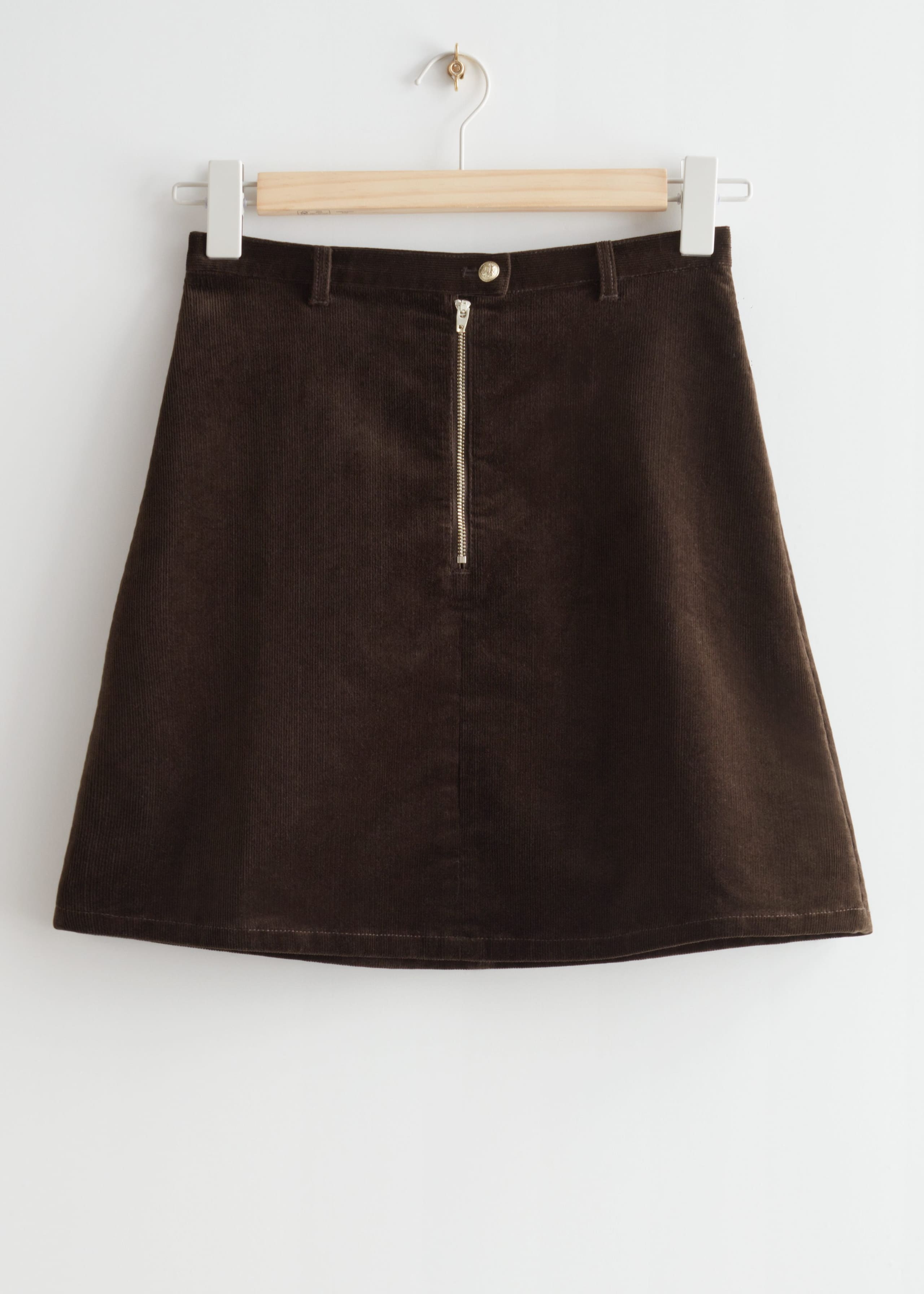 Corduroy Mini Skirt - Dark Brown - Natura morta