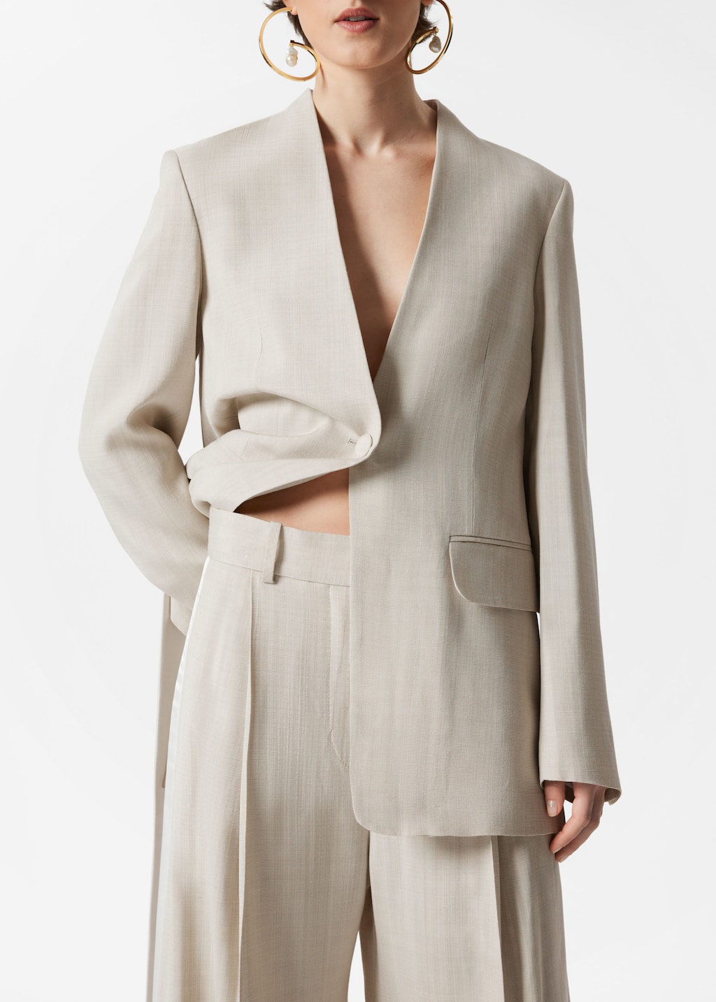 Image of Wide Press-Crease Trousers