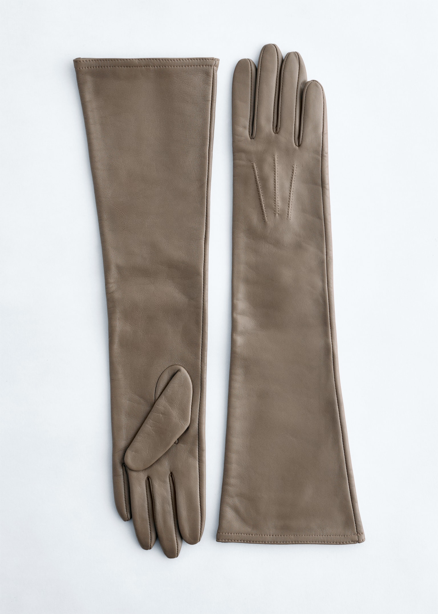 Guantes largos de piel - Beige grisáceo/Azul claro/Burdeos