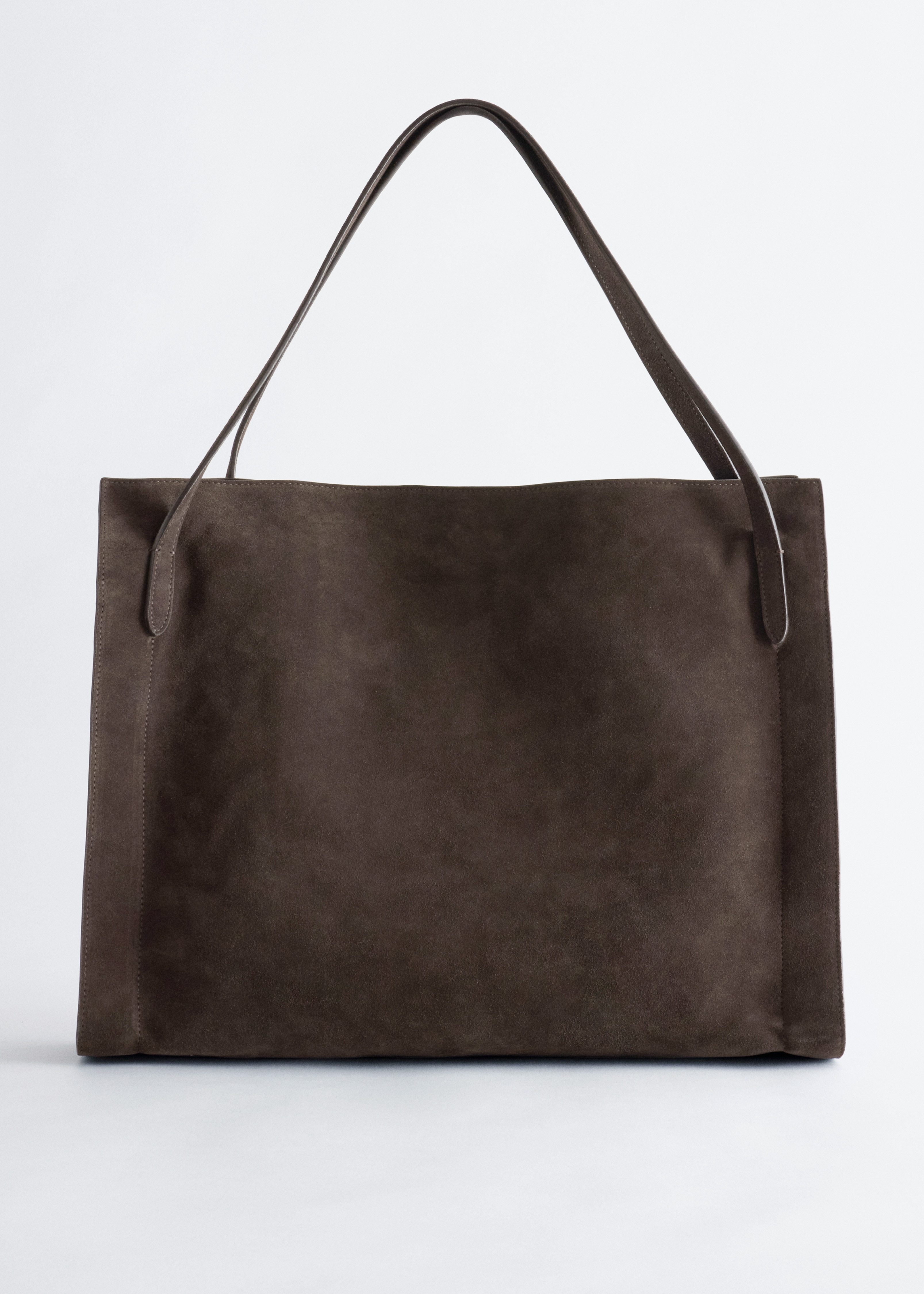 Sac cabas ouvert légèrement drapé - Marron foncé/Beige