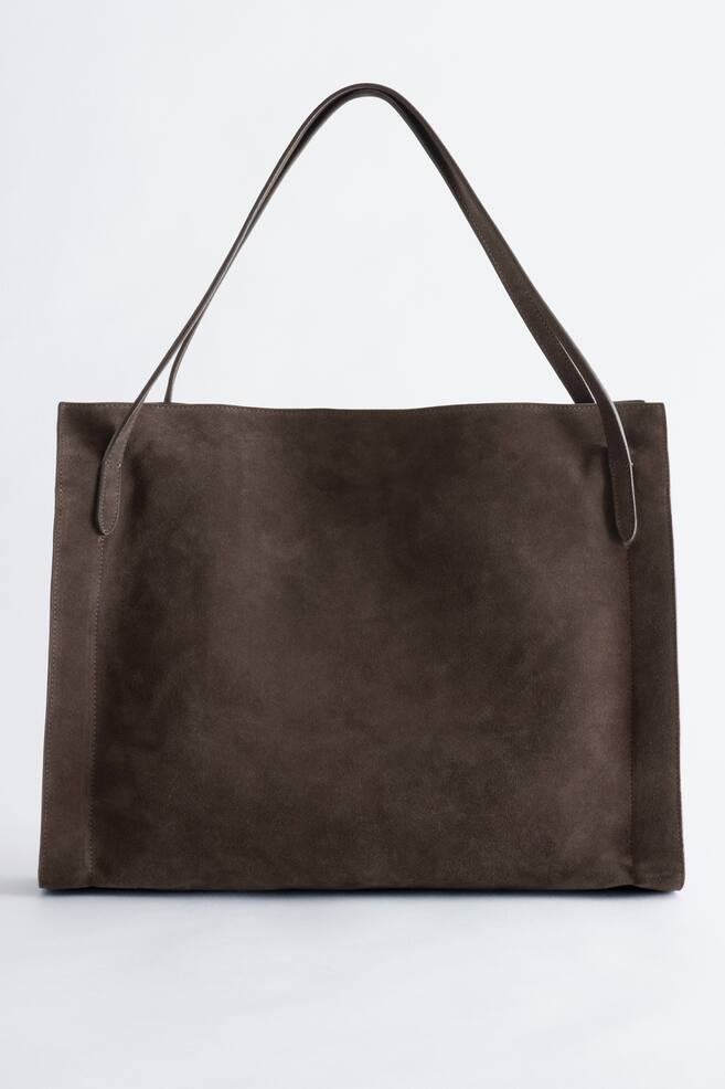 Sac cabas ouvert légèrement drapé - Marron foncé/Beige - 1