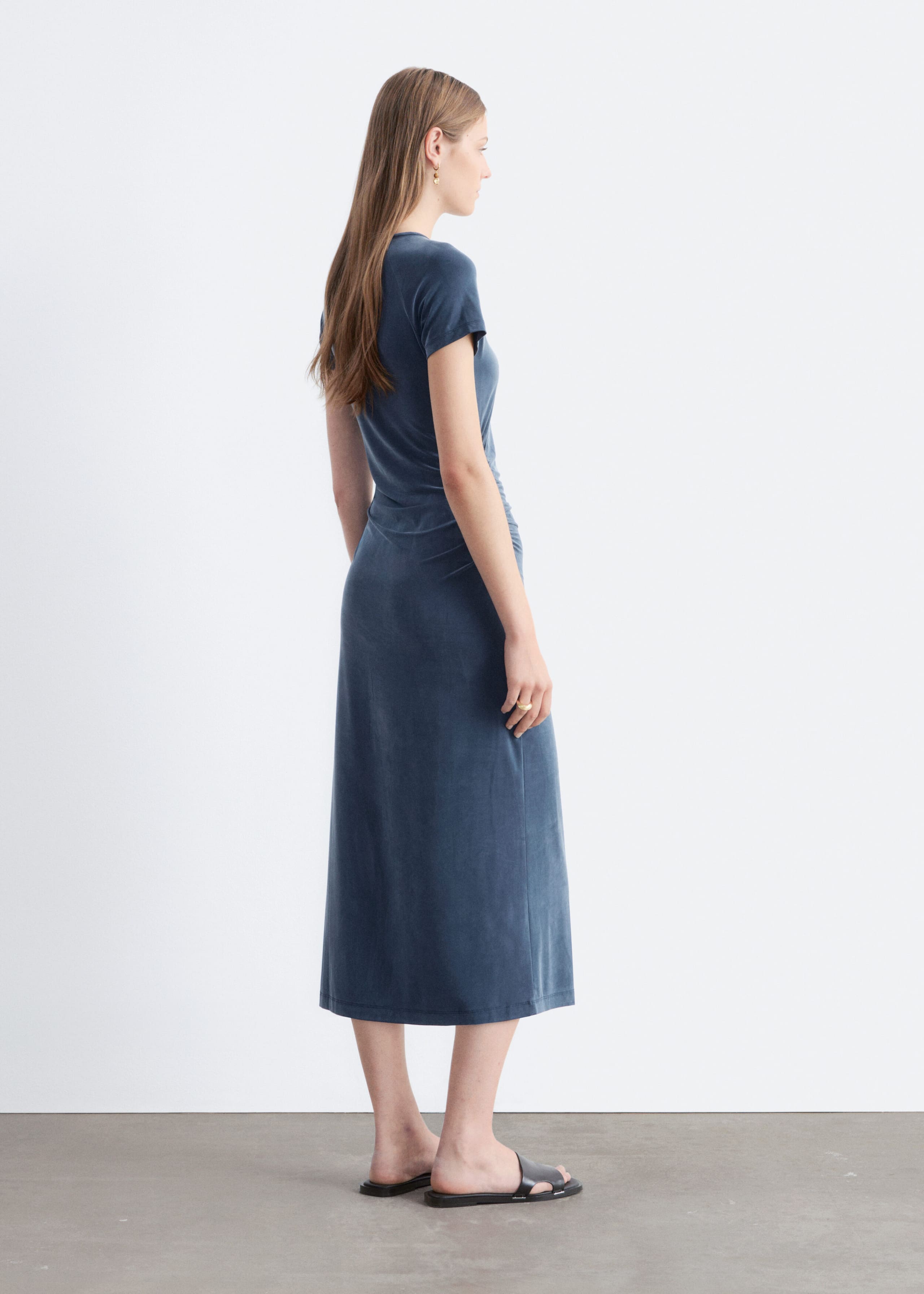 Image of Ruched Raglan Midi Dress