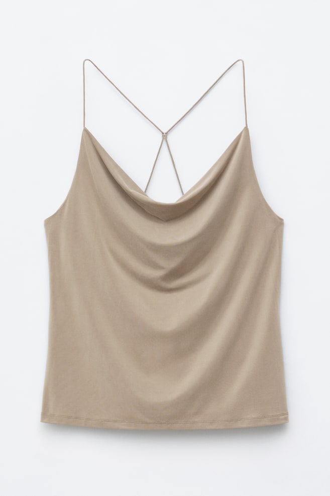 Hemdje met gedrapeerde hals - Beige - 1
