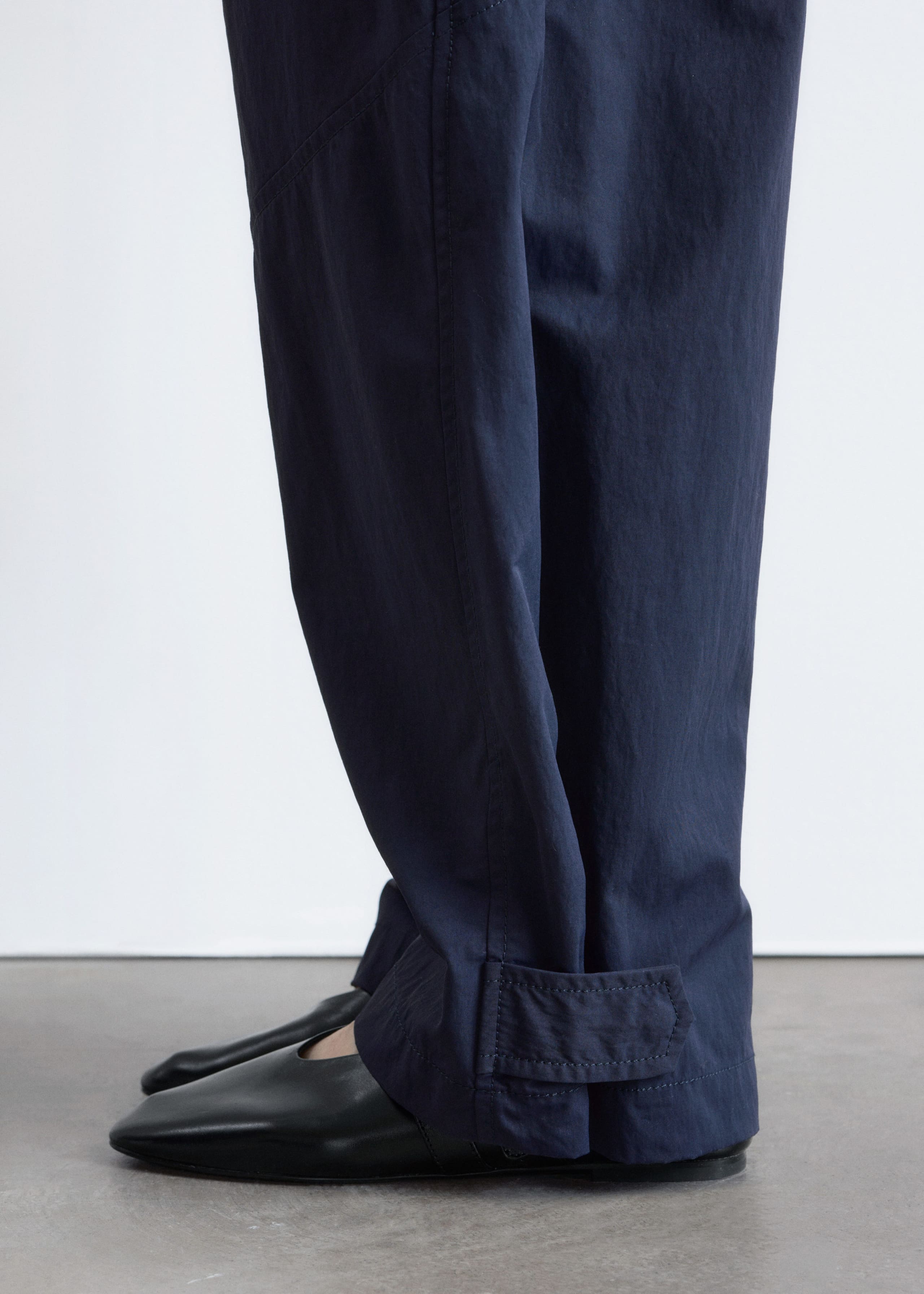 Utility Barrel-Leg Trousers - Dark Blue - Lookbook