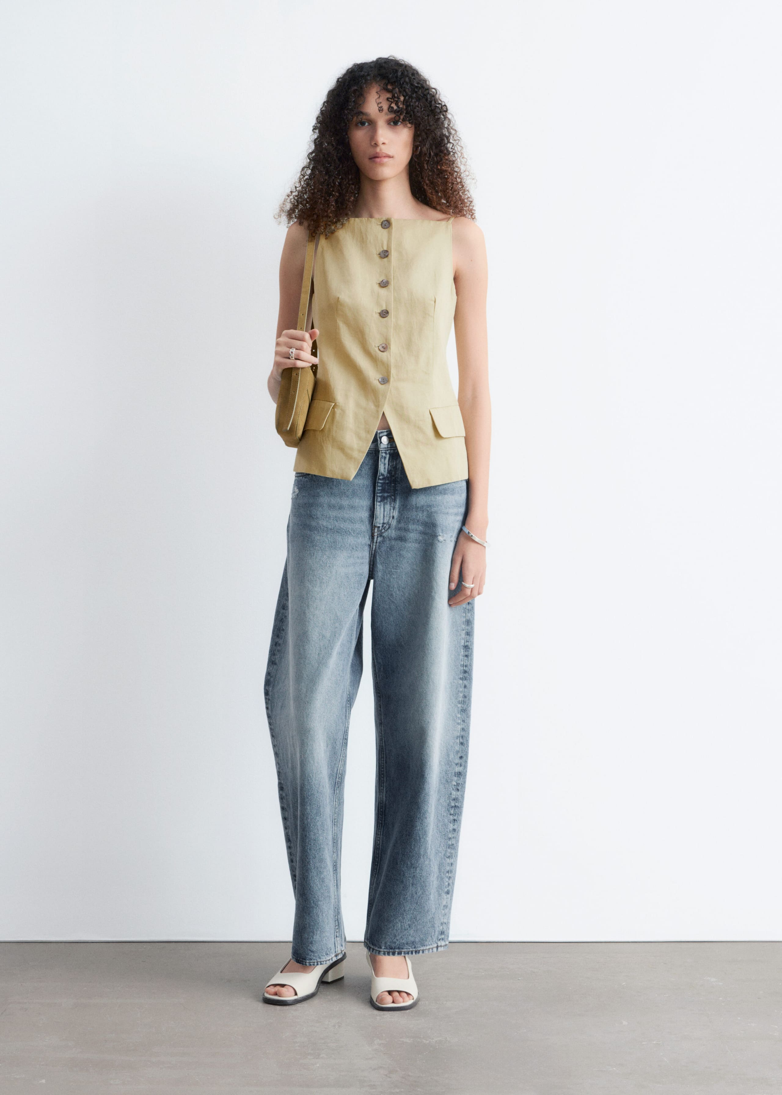 Tailored Vest Top - Yellow - Lookbook