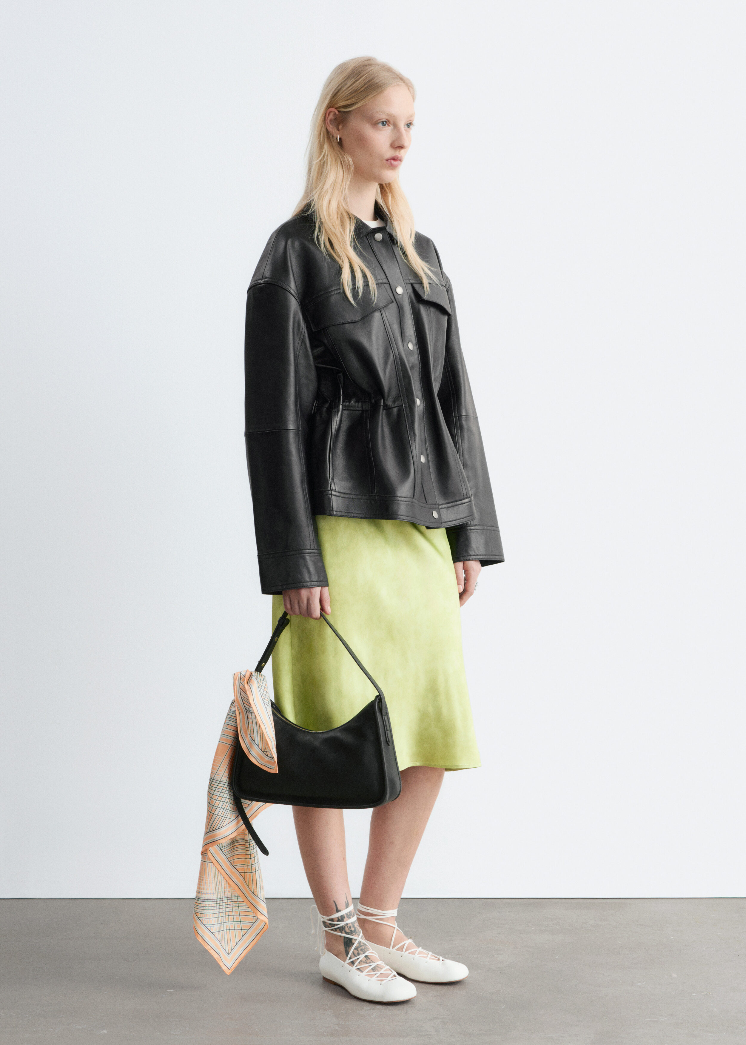 Drawstring-Waist Leather Jacket - Black - & Other Stories US