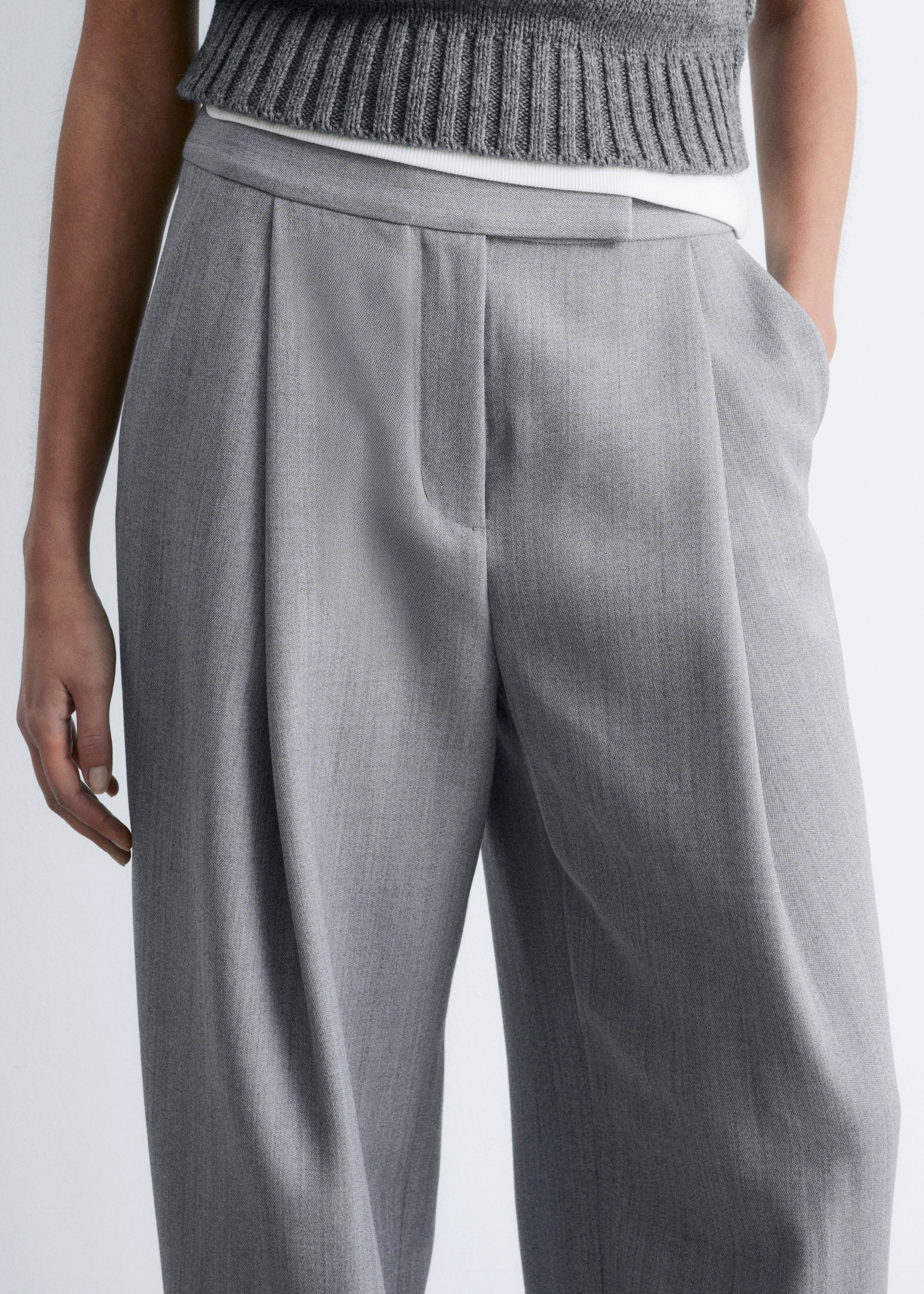 Wool-Blend Tailored Trousers - Grey Melange - & Other Stories US