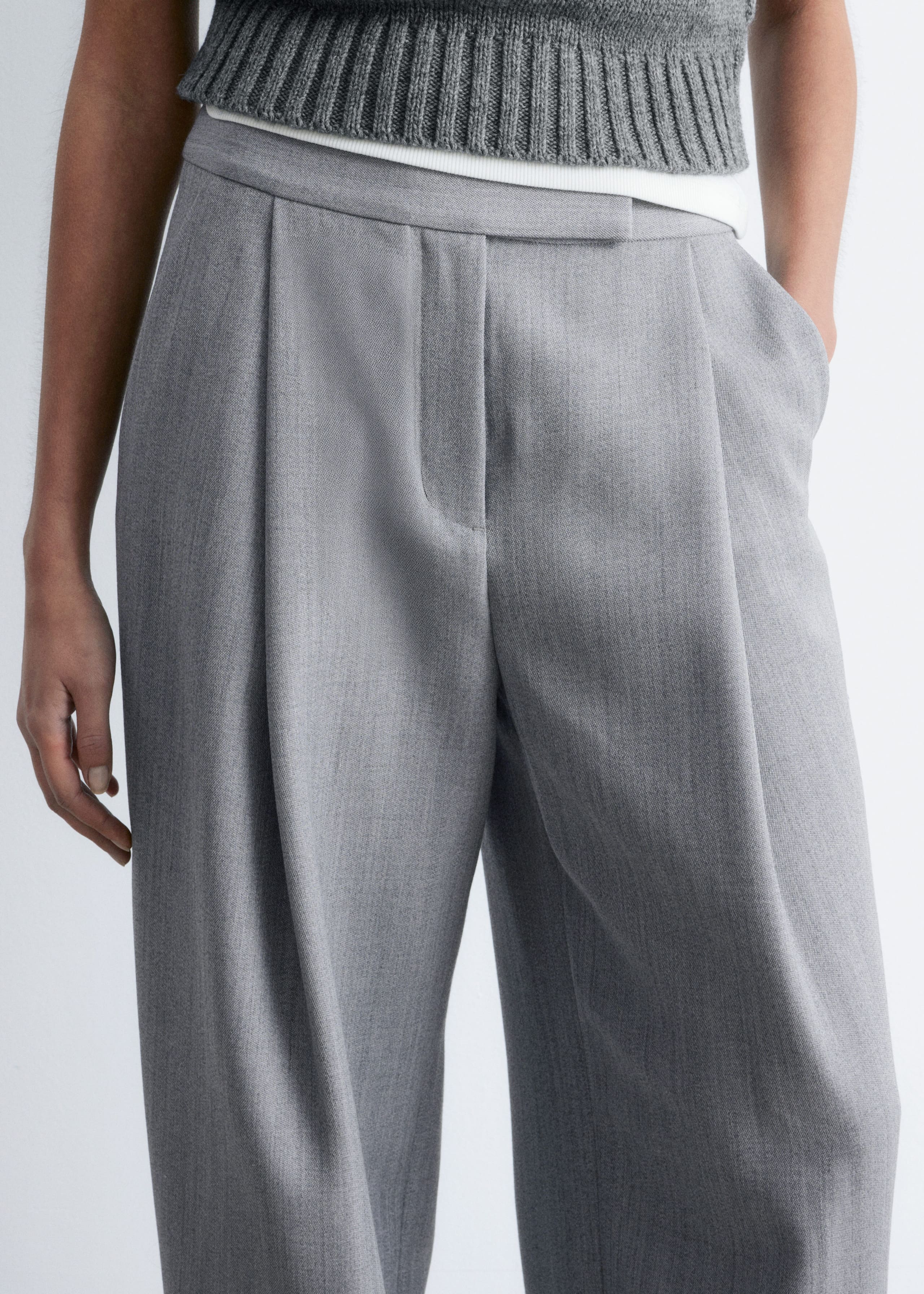 Image of Wool-Blend Tailored Trousers