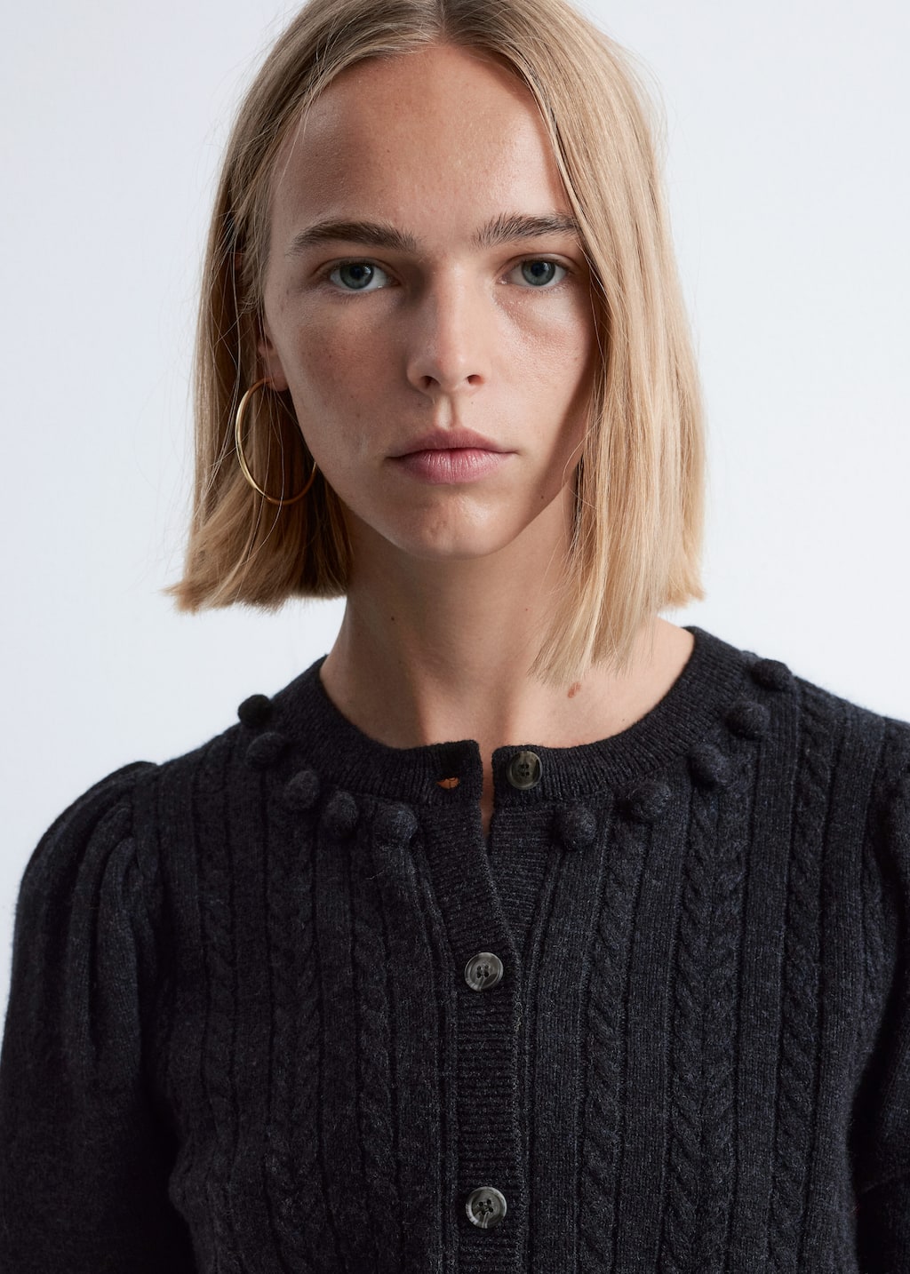 Image of Cable-Knit Wool Cardigan