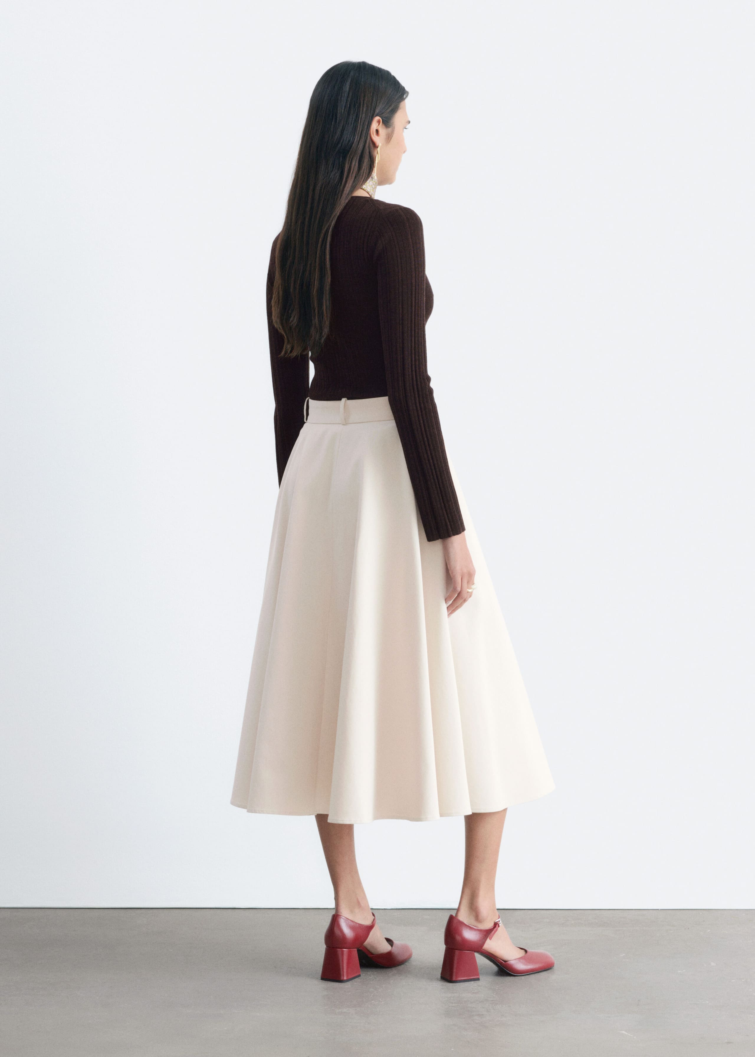 Tailored Circle Cut Skirt - Light Beige - Still Life