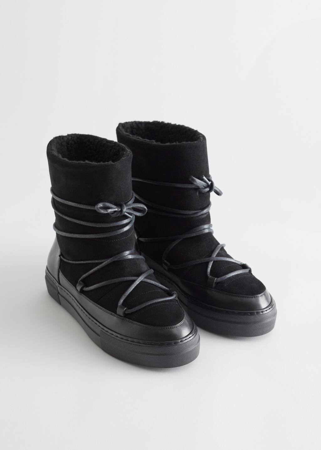 Lace-Up Snow Boots - Black - Still Life