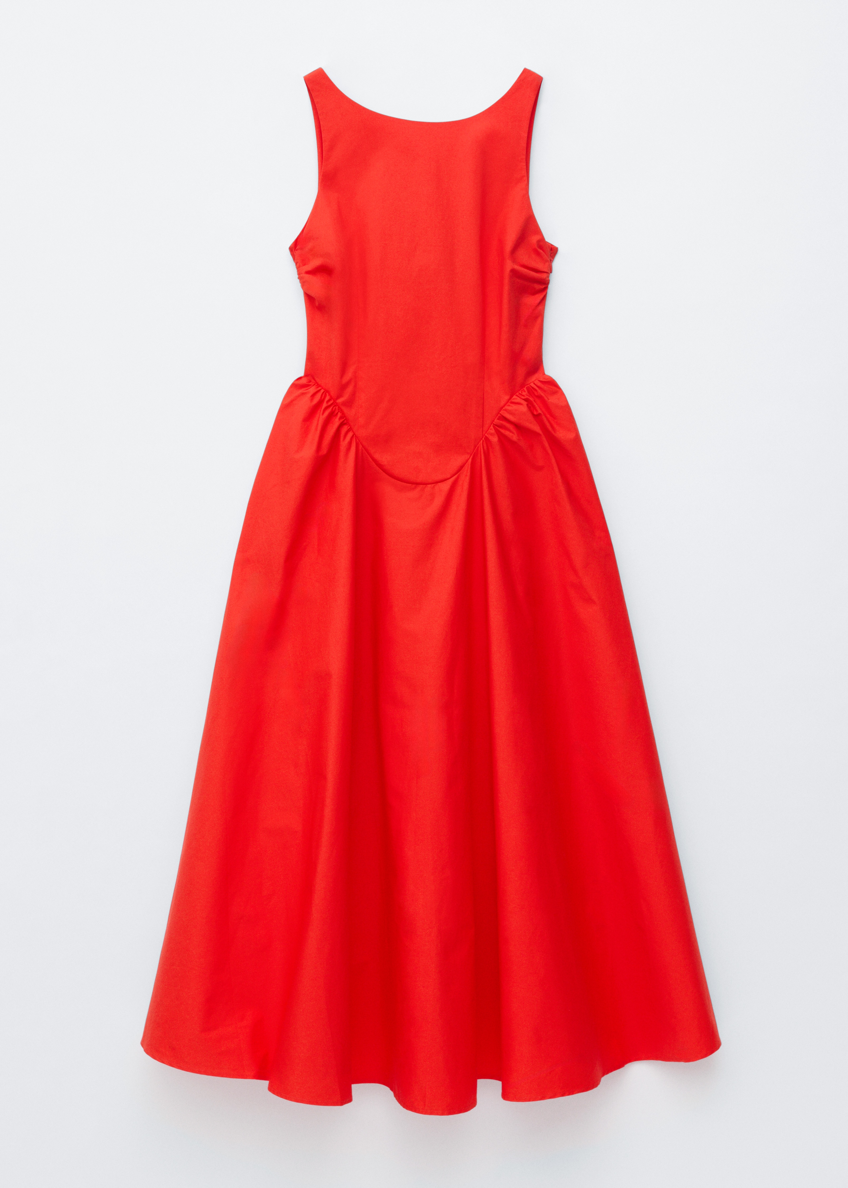 Midikleid aus Baumwolle mit Bindedetail hinten - Rot/Gelb