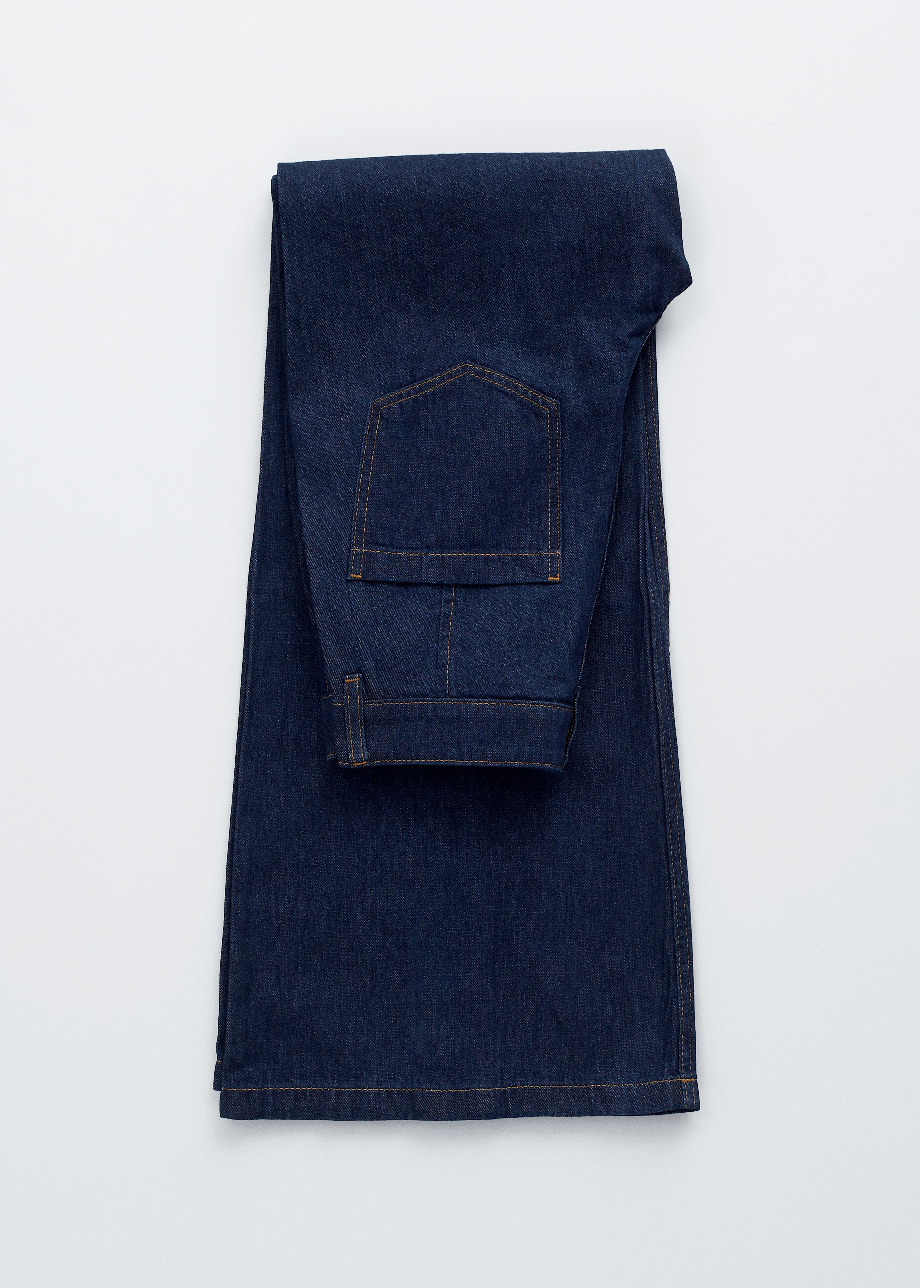 Bootcut džíny s překládanými švy - Středně modrá