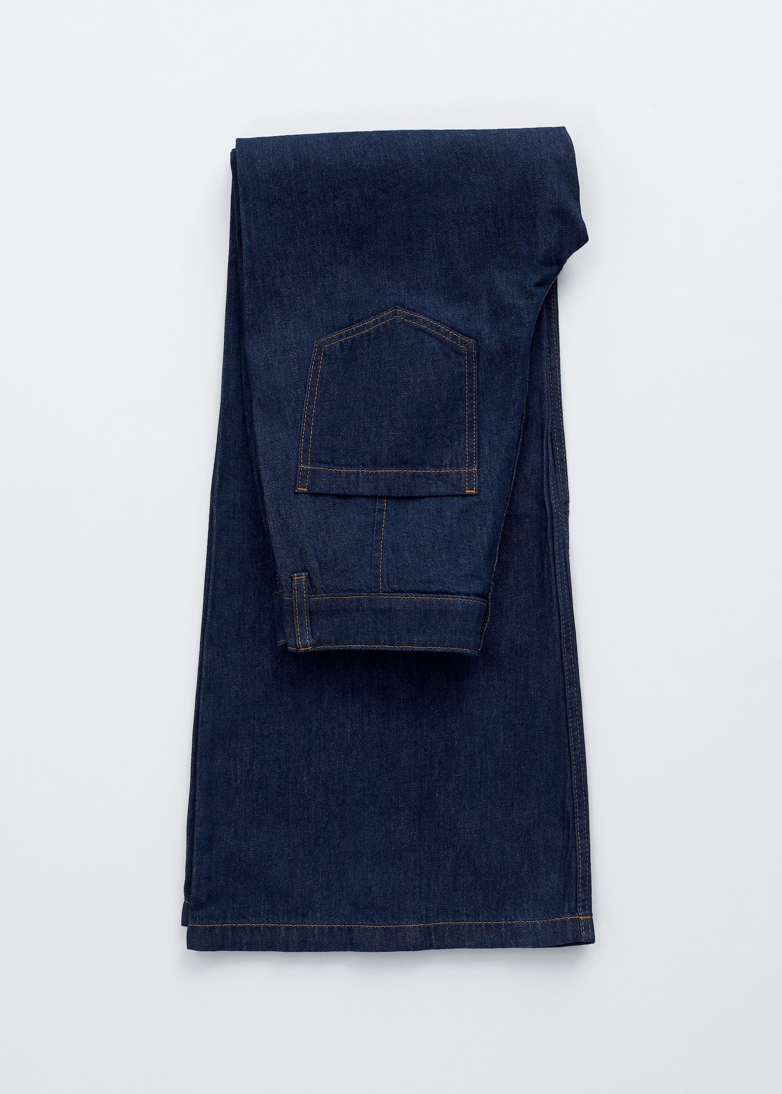 Calças de ganga bootcut com costuras dobradas - Azul médio - 2