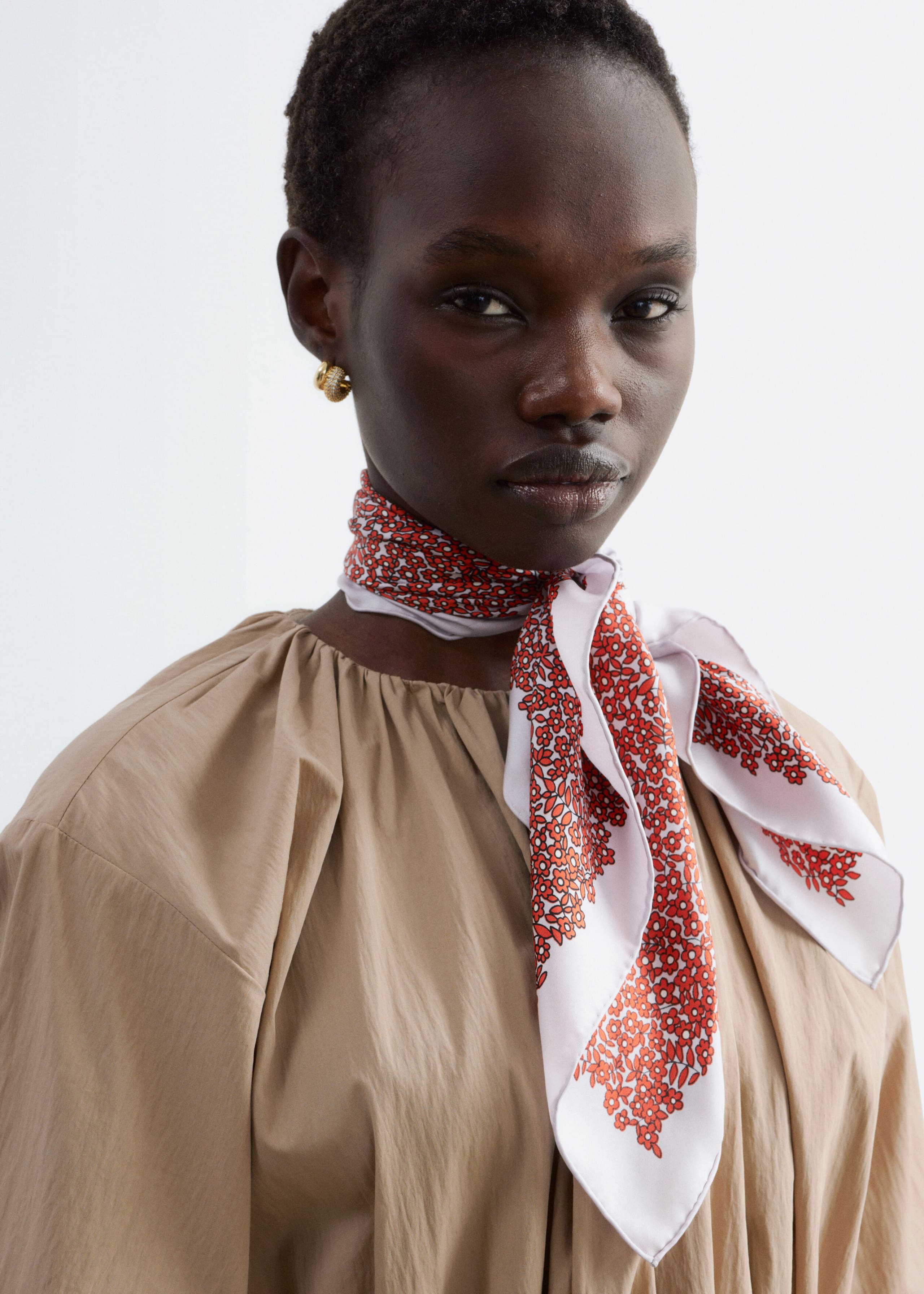 Drawstring Midi Dress - Beige - Lookbook