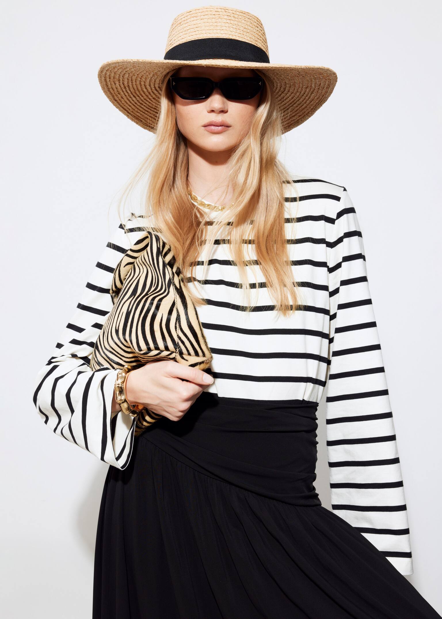 Cappello in rafia con finiture in gros-grain - Paglia naturale