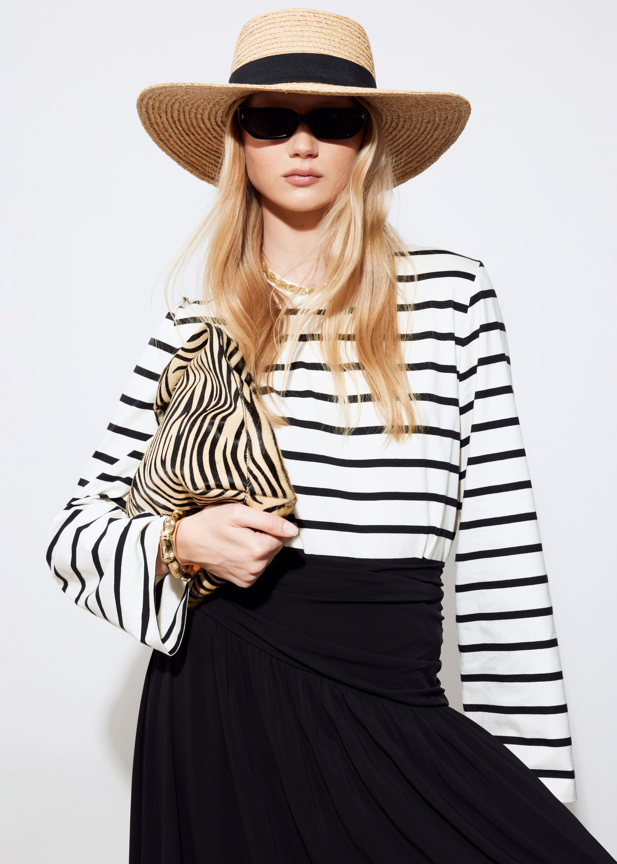 Zobrazit větší obrázek: Klobouk z rafie s grosgrainovým páskem - Přírodní sláma - ŽENY | H&M CZ 1