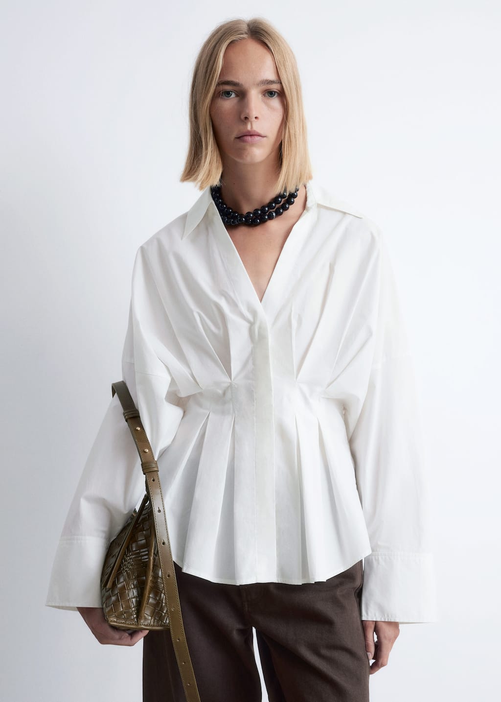 Image of Fitted-Waist Cotton Shirt