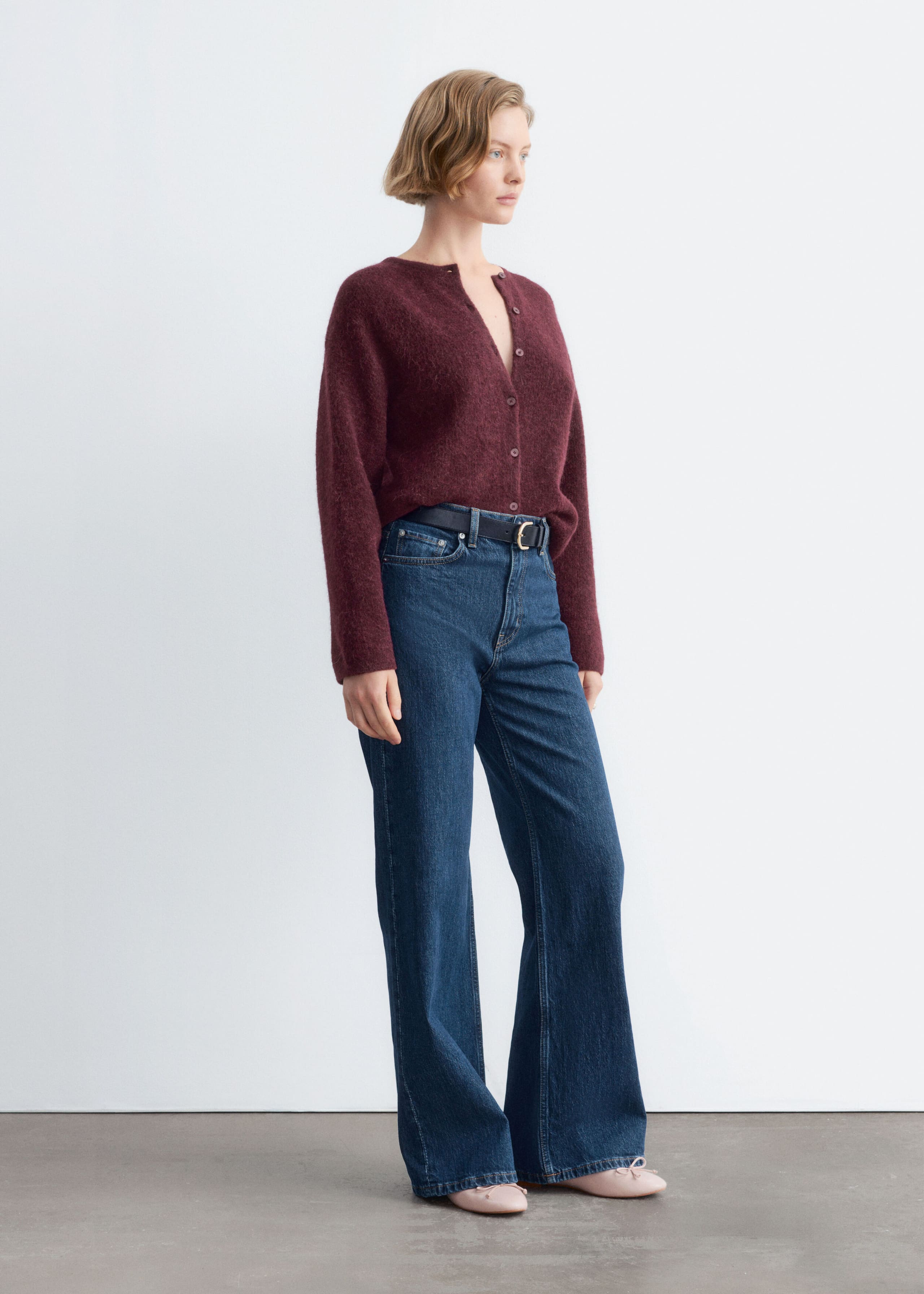 Cardigan en maille d’alpaga mélangé - Bordeaux - Lookbook