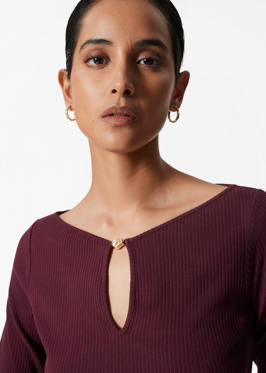 Image of Long-Sleeve Keyhole Top