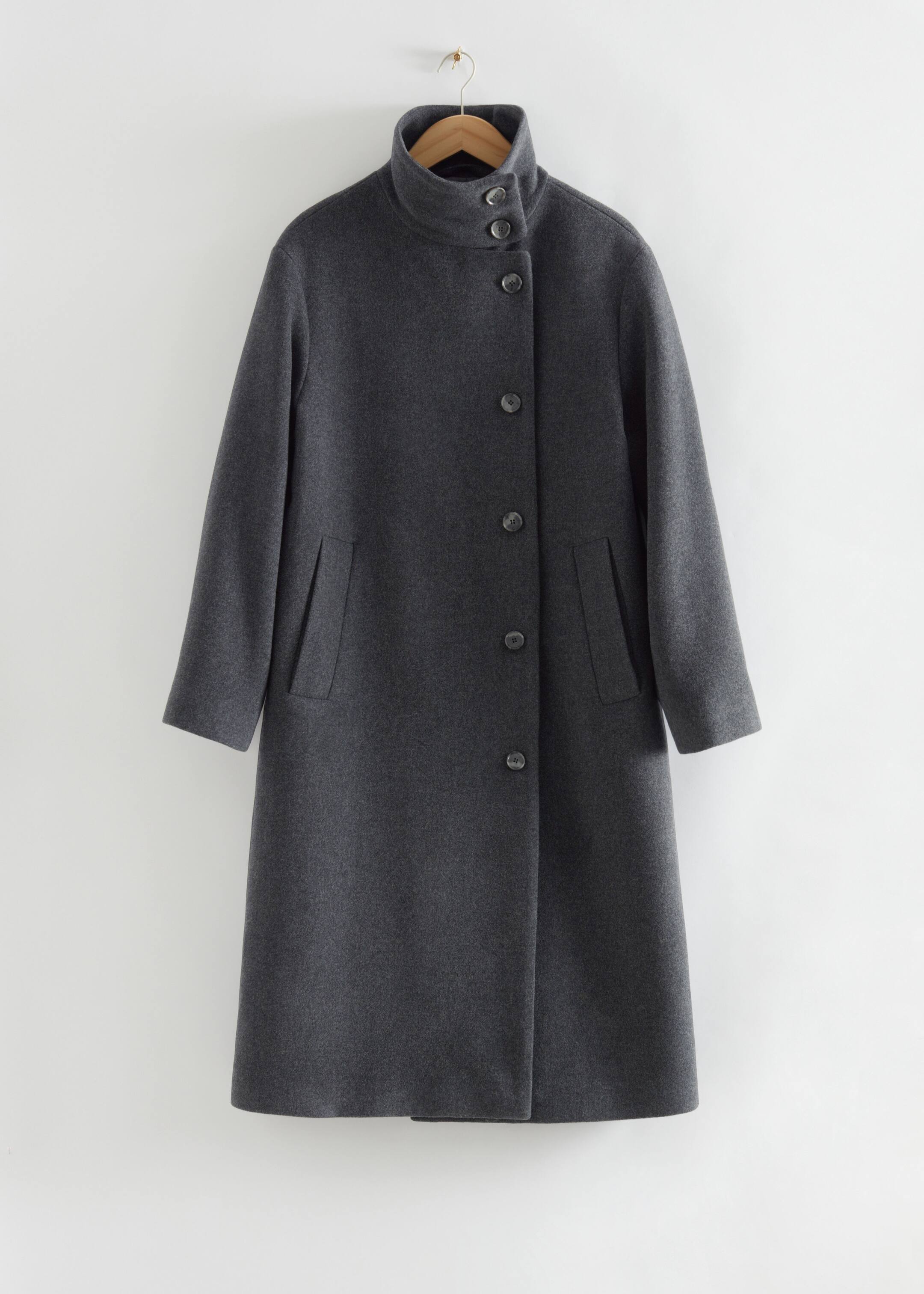 Vis større bilde: Relaxed A-Line Wool Coat - Mørkegrå - DAME | H&M NO 1