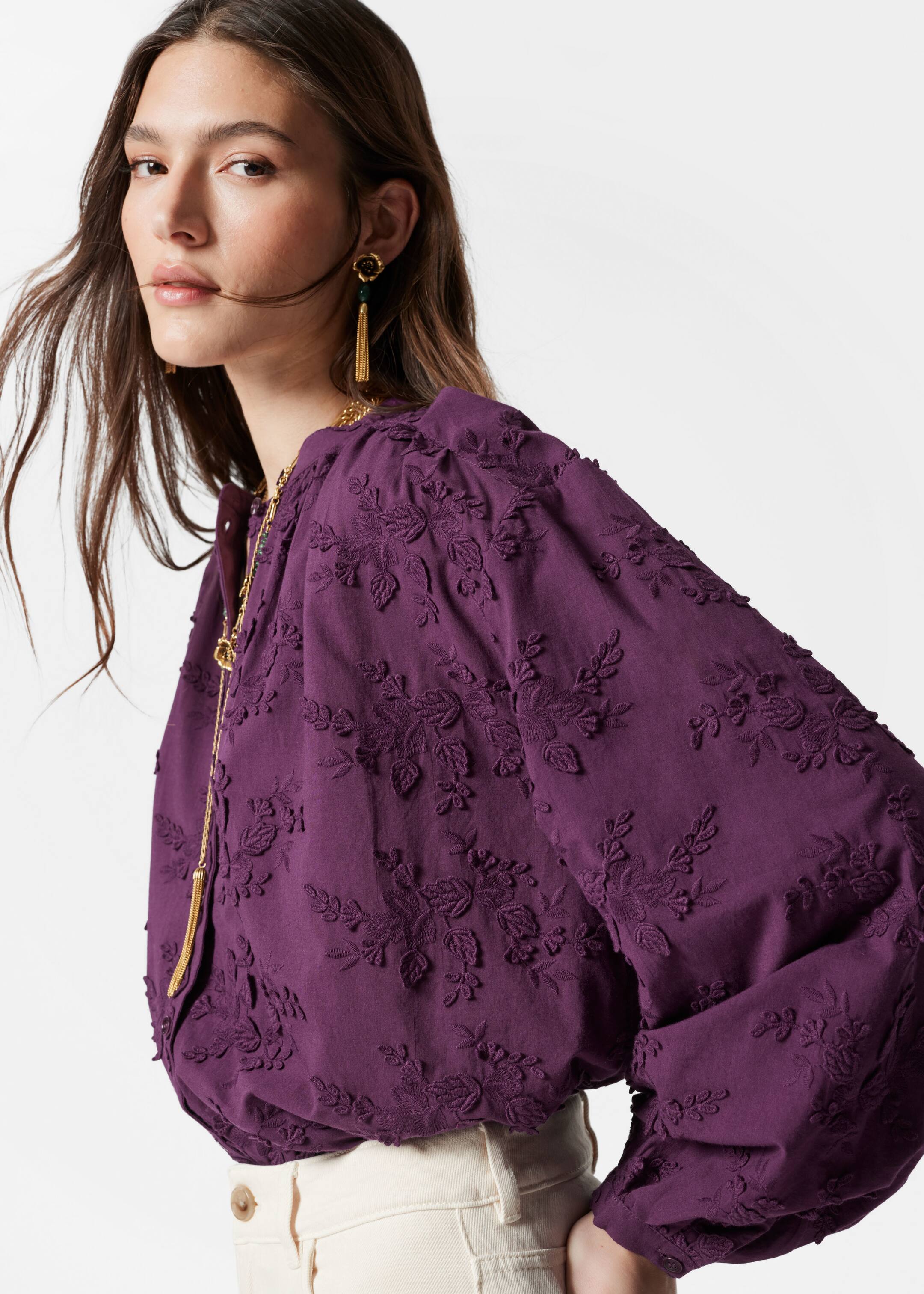 Agrandir l'image: Blouse ample à fleurs en appliqué - Violet - FEMME | H&M CH 4