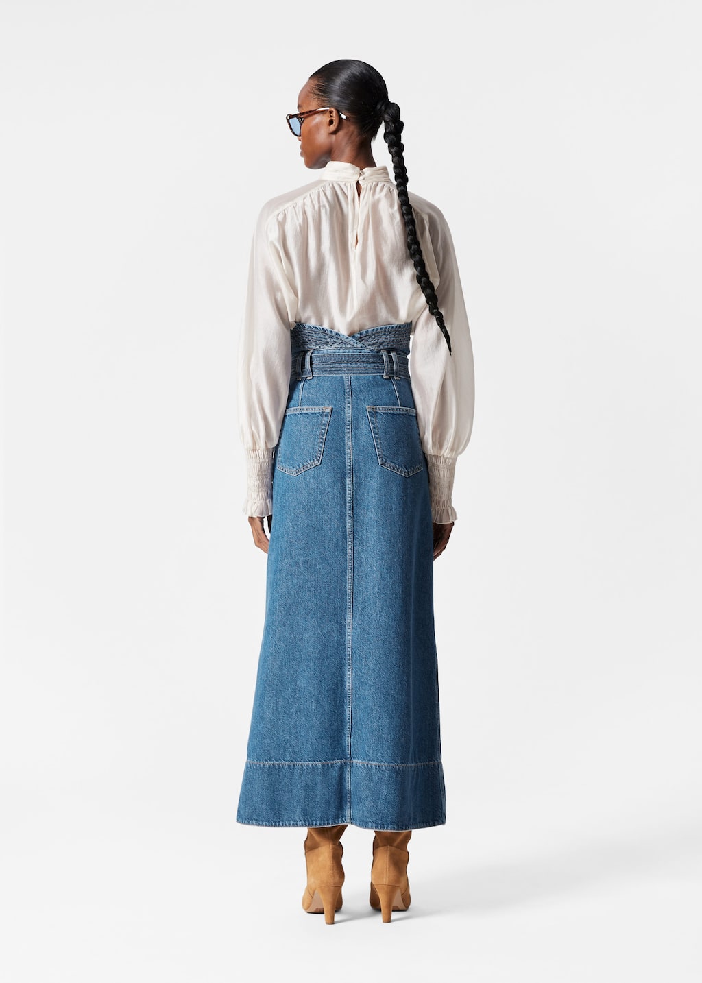 Denim Maxi Skirt - Mid blue - Lookbook