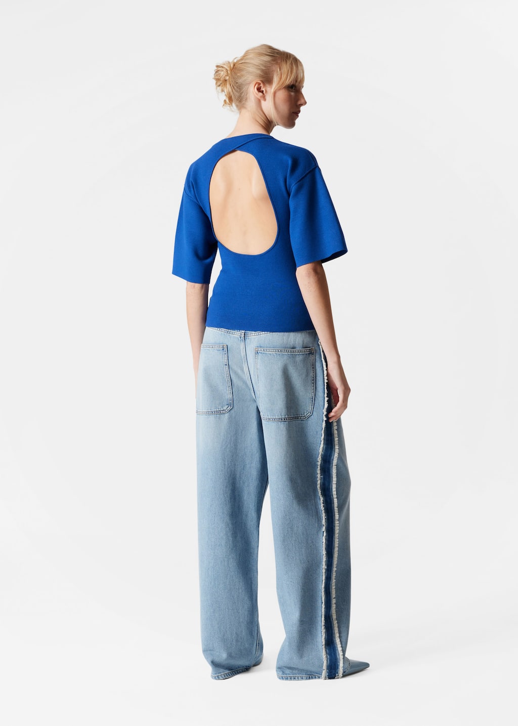 Top de mangas anchas con espalda descubierta - Azul - Lookbook