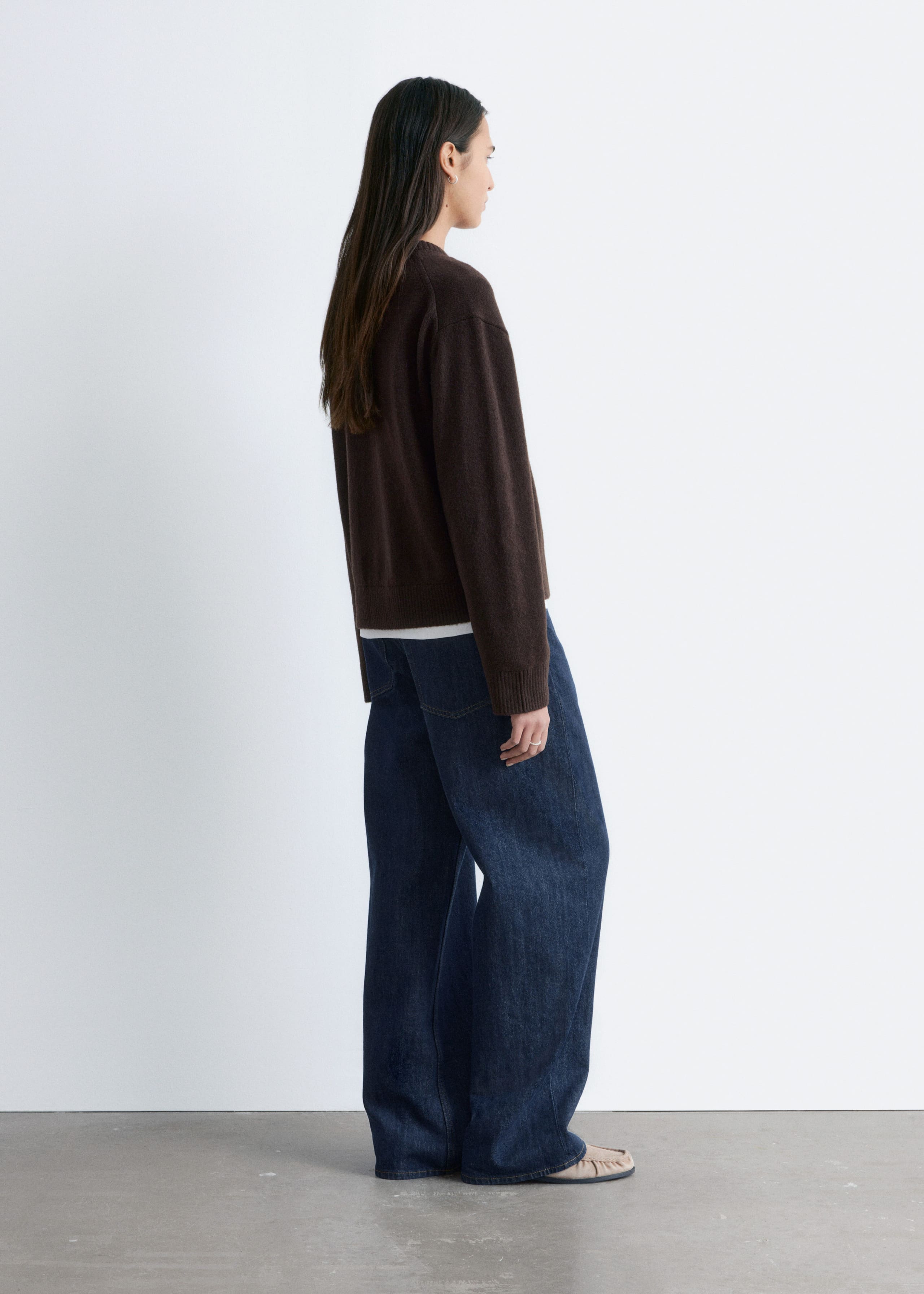 Boxy Knit Jumper - Dark Brown - Lookbook