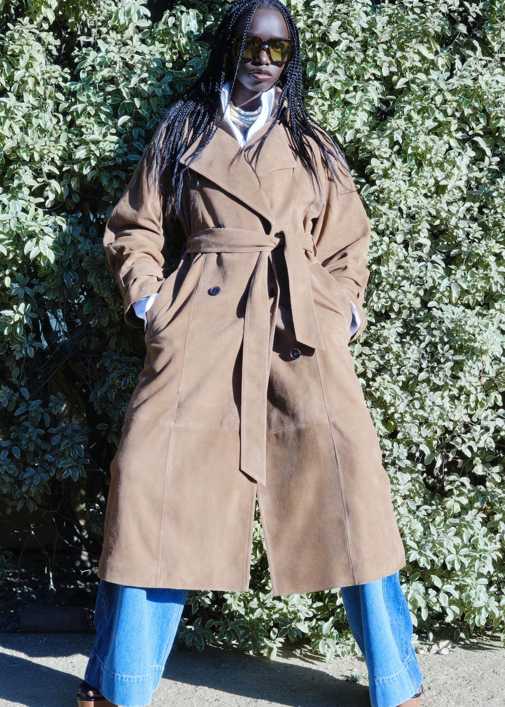 Image of Maxi-Trenchcoat aus Veloursleder