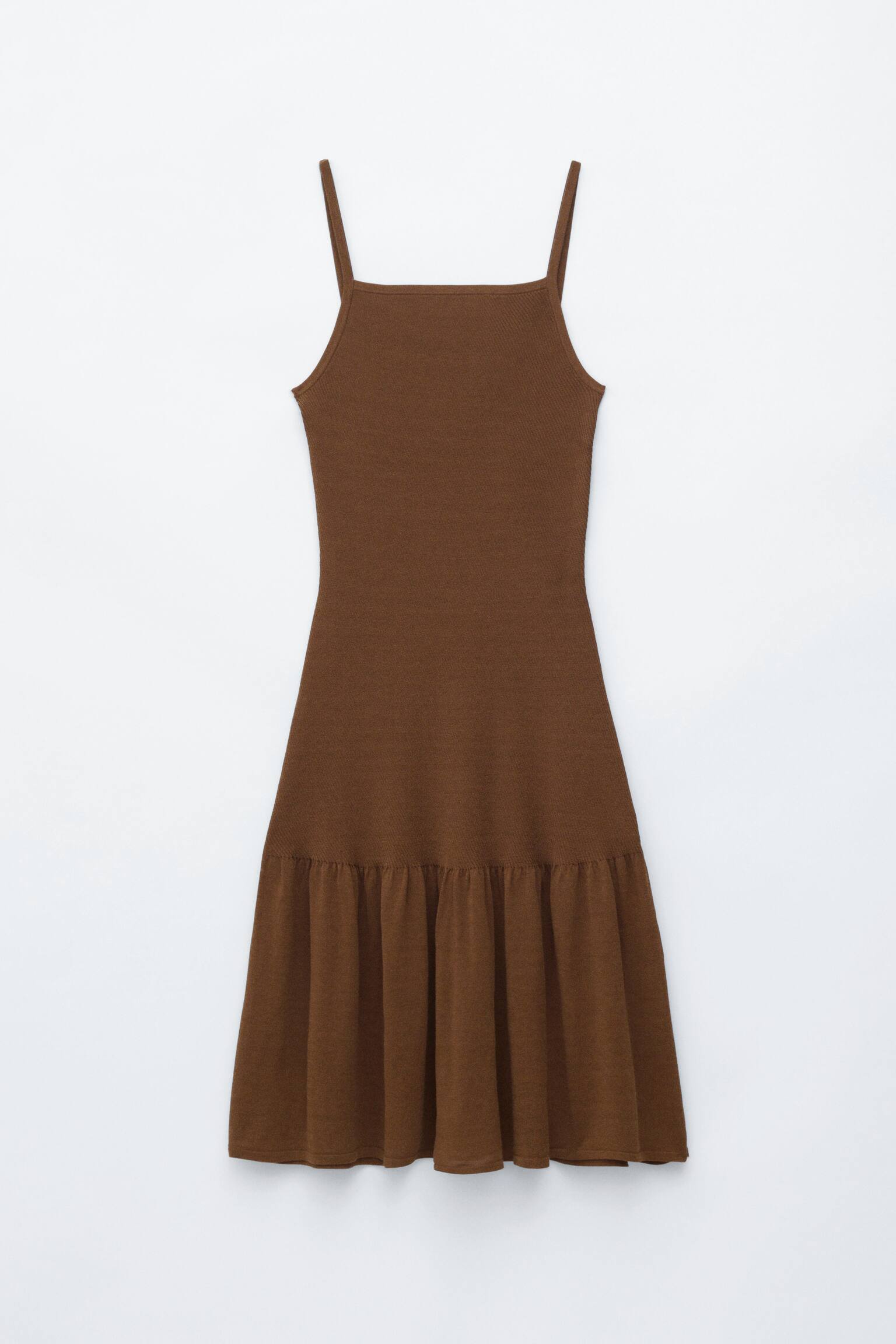 Vestido midi de malha - Castanho - 1