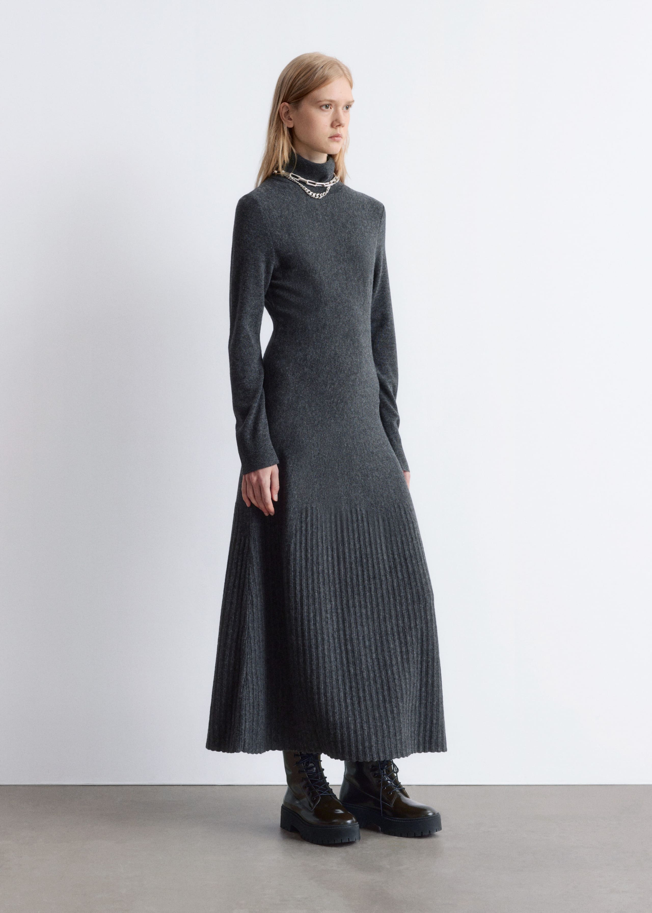 Image of Merino-Wool Turtleneck Maxi Dress