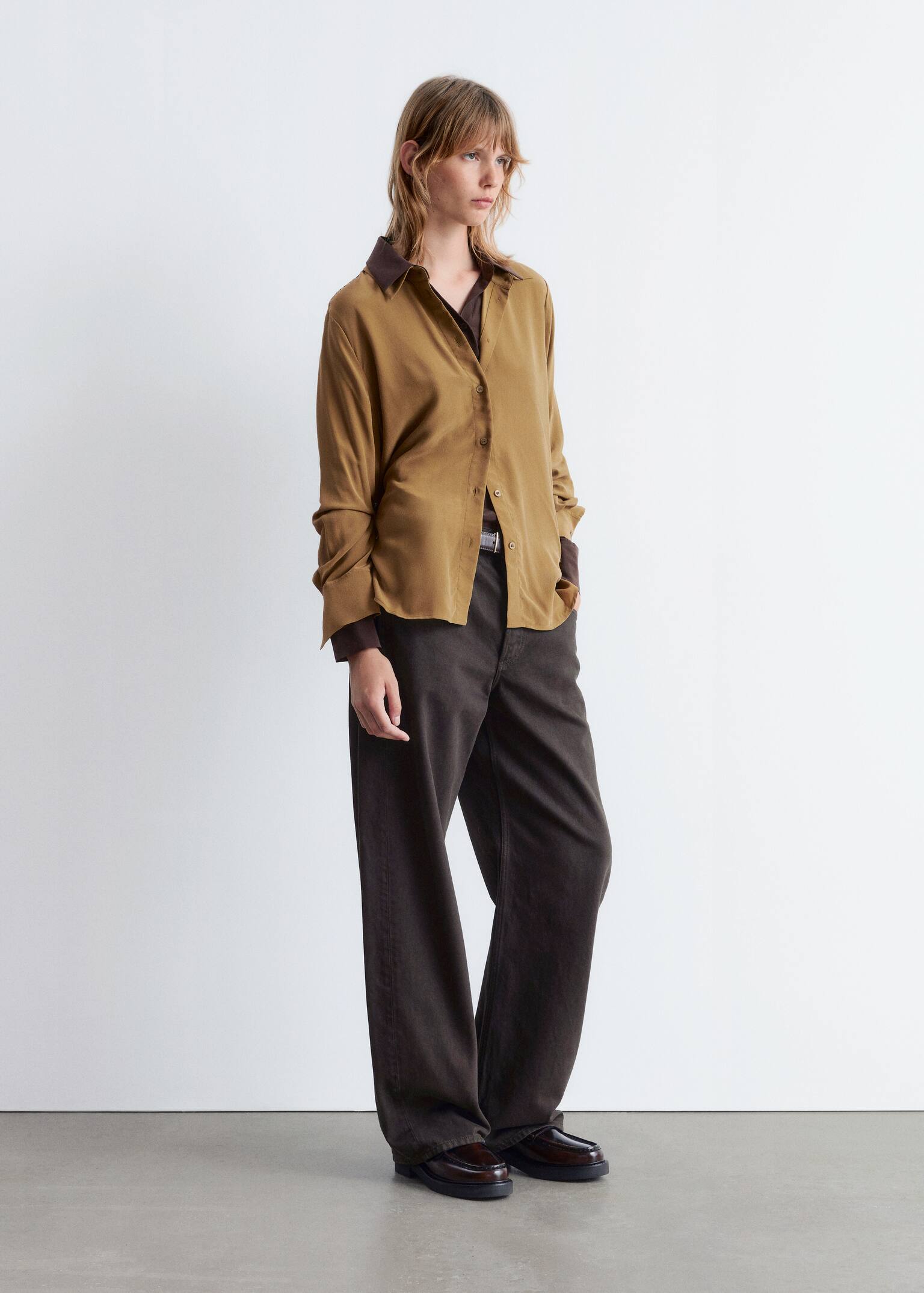 Silk Shirt - Khaki Brown/Dark Red/Dark Brown/Black - 4