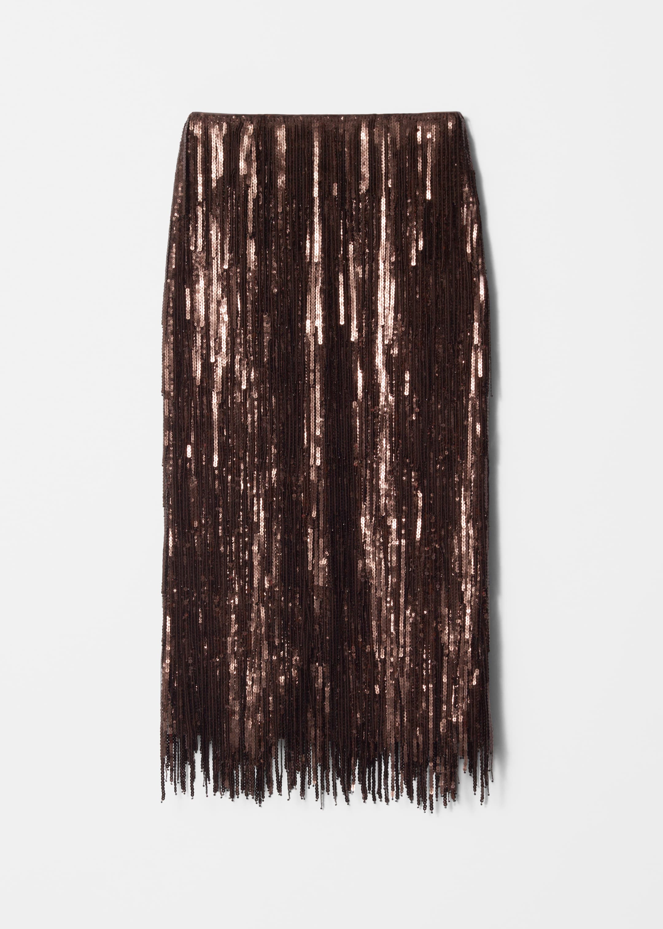 Größeres Bild ansehen: Midirock mit Pailletten und Fransen - Braun - Ladies | H&M DE 1