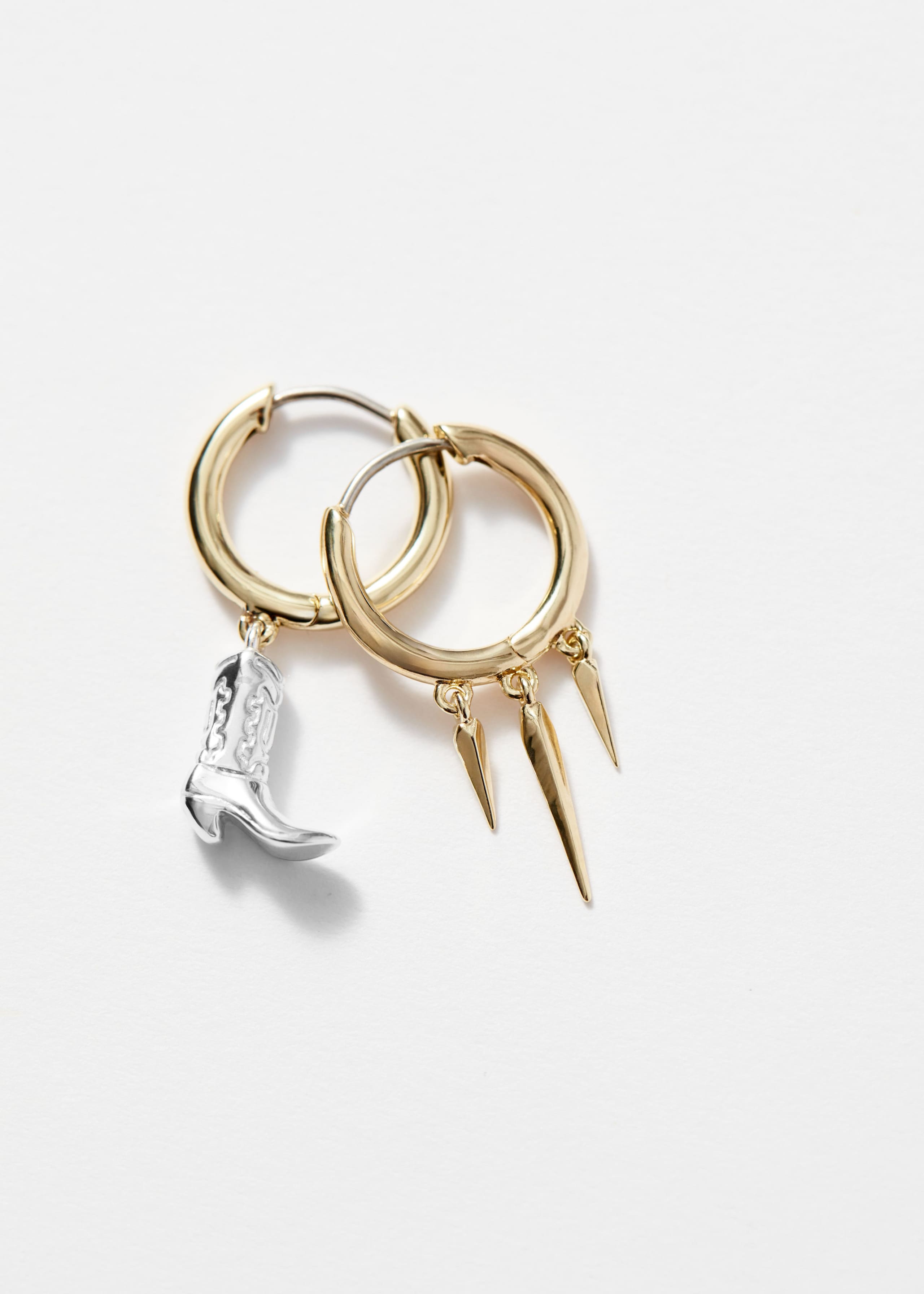Image of Mismatch-Pendant Hoop Earrings