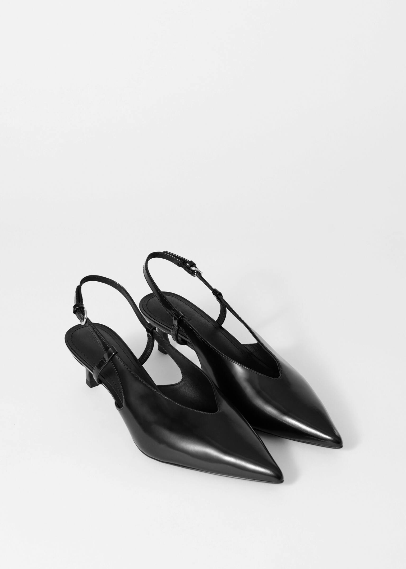 Klassiske slingback-pumps i læder - Sort/Brun - 3